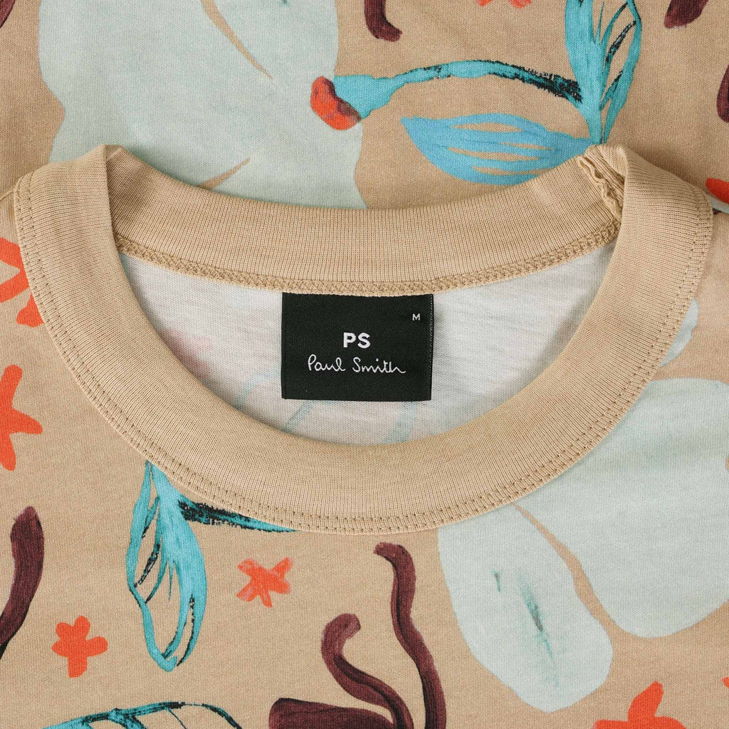 Paul Smith Sea Floral Print T-Shirt - Camel