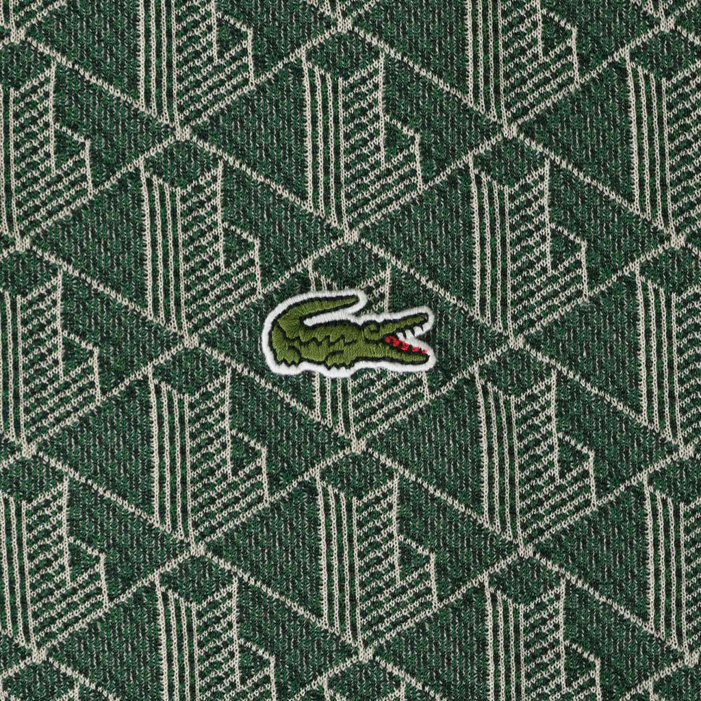 Lacoste Classic Fit Monogram Print Contrast Collar Polo Shirt - Vert
