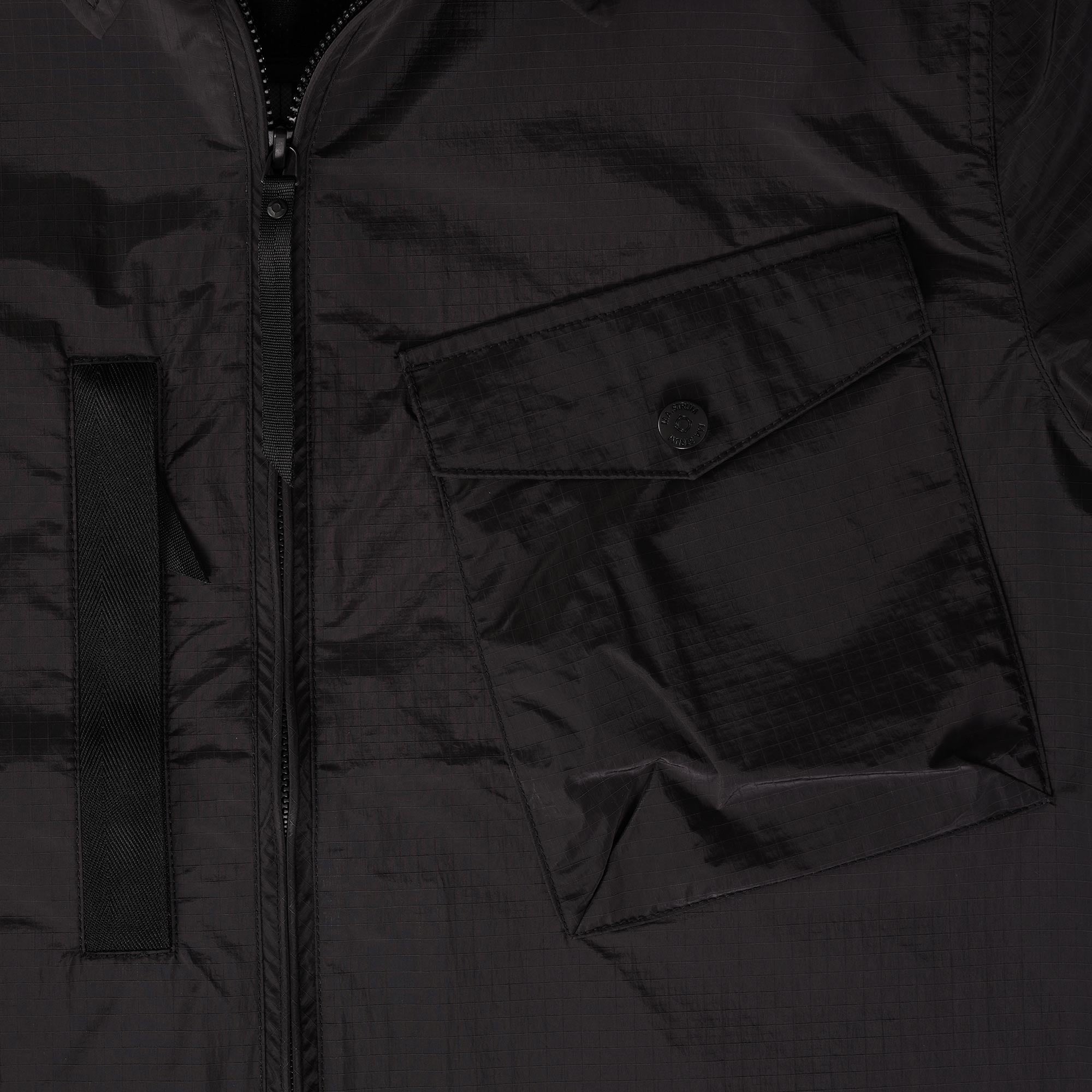 Ma Strum Nylon Grid Overshirt - Jet Black