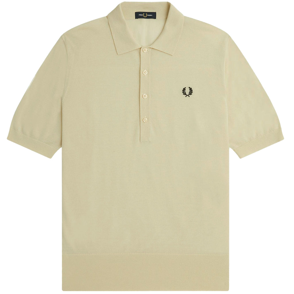 Fred Perry K5 Short Sleeve Knitted Shirt - Oatmeal