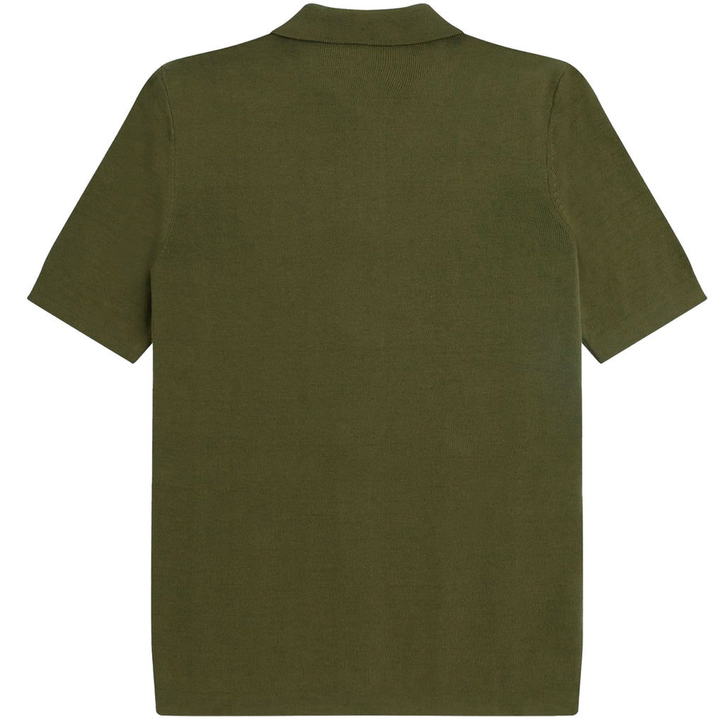 Fred Perry K5 Button Through Knitted Shirt - Uniform Green