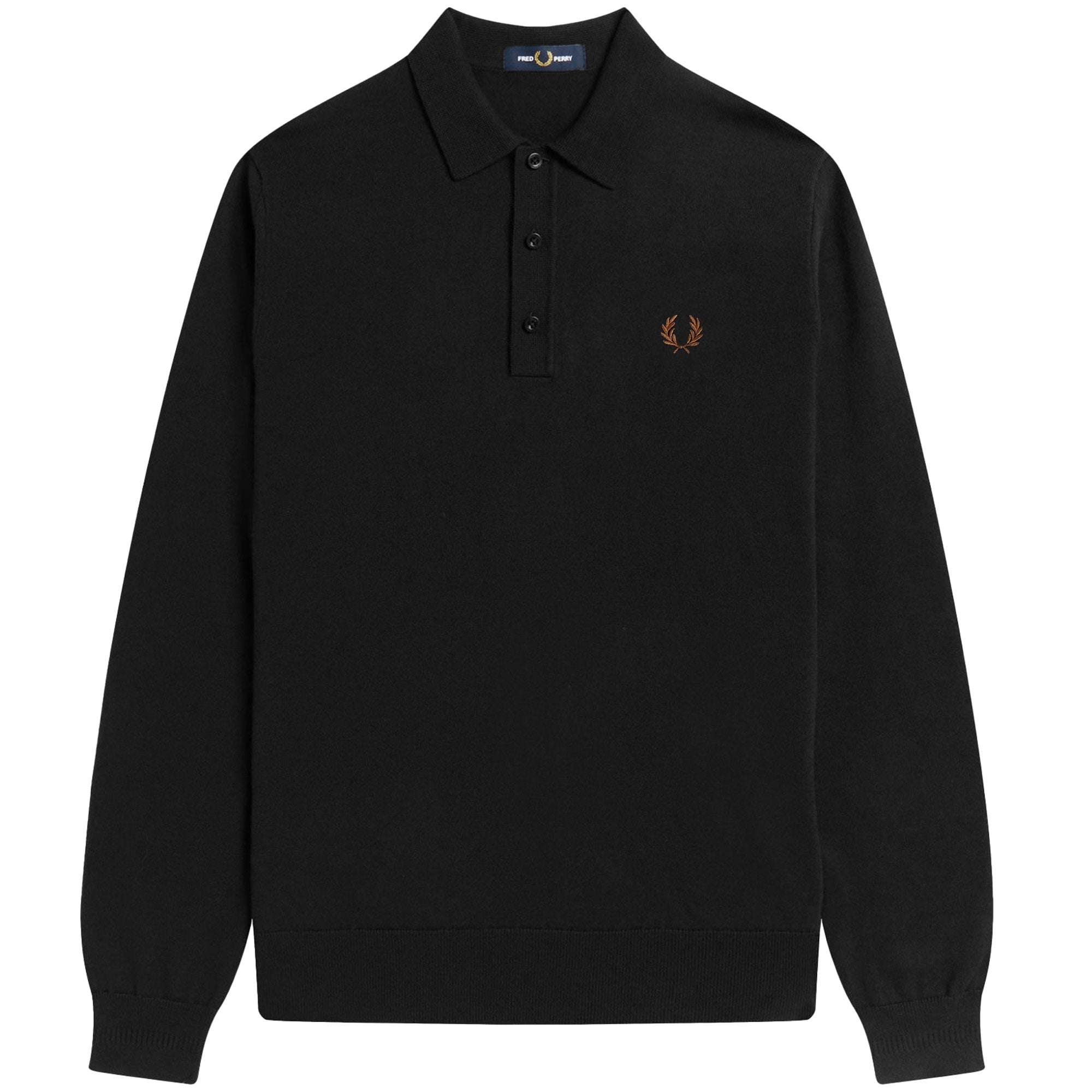 Fred Perry K4 Classic Long Sleeve Knitted Shirt - Black