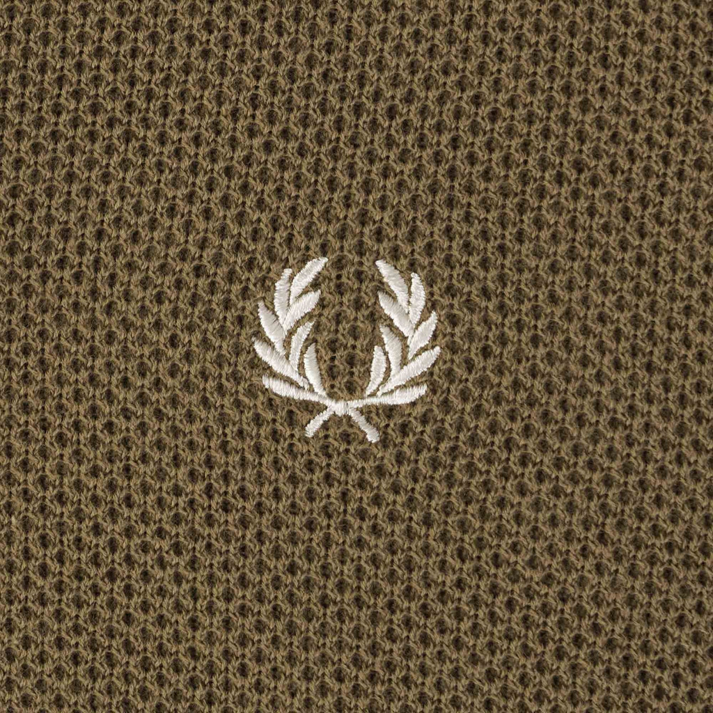 Fred Perry K5 Textured Front Knitted Henley - Shaded Stone