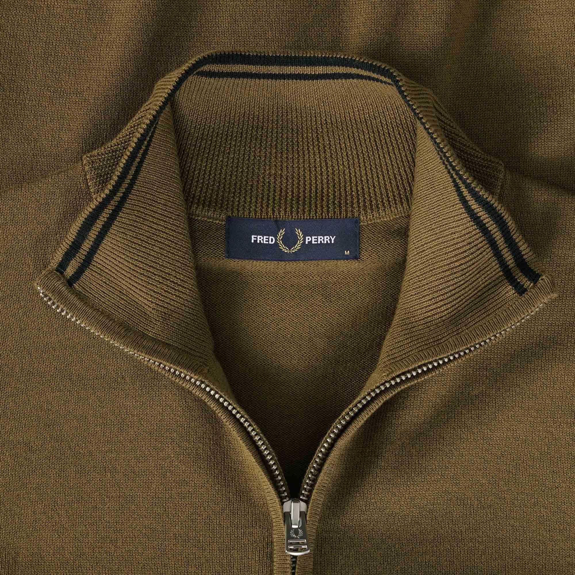 Fred Perry K4 Classic Zip Through Cardigan - Shaded Stone