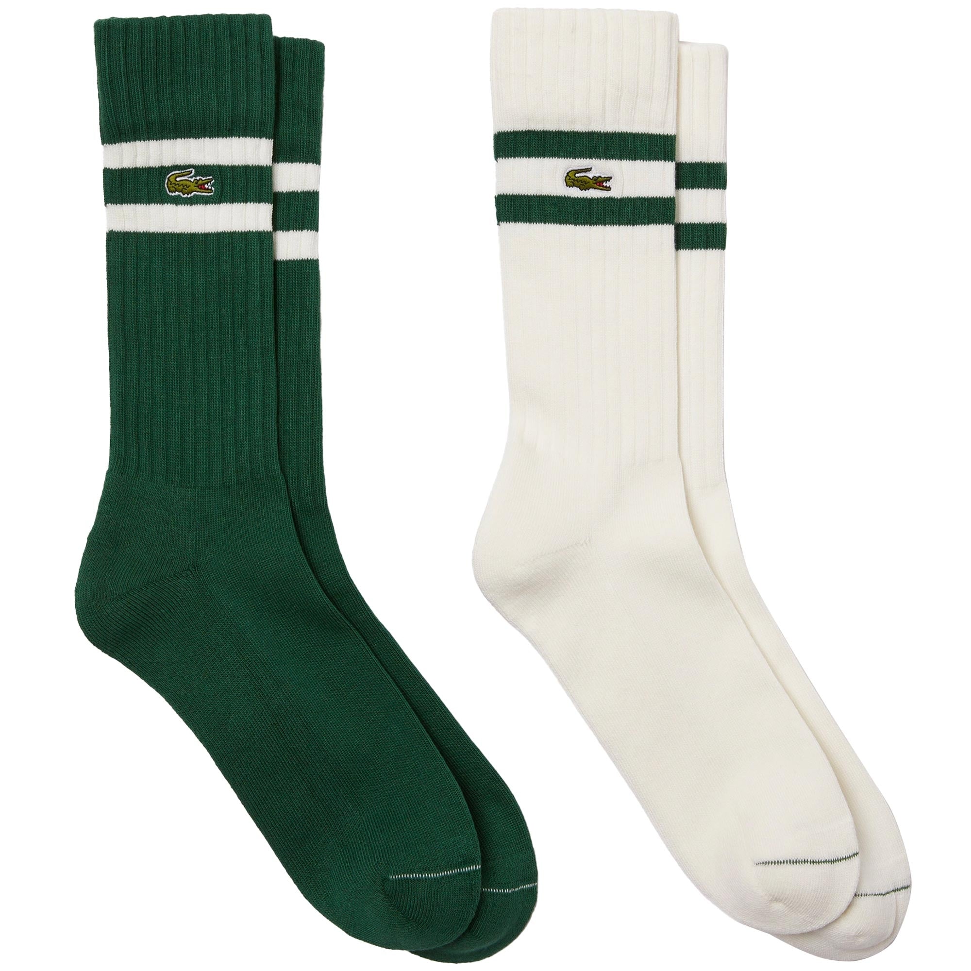 Lacoste Ribbed Knit Socks Pack - White/Green