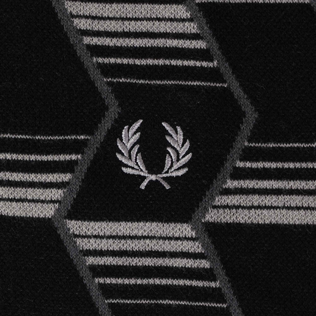 Fred Perry K5 Chevron Stripe Knitted Shirt - Black