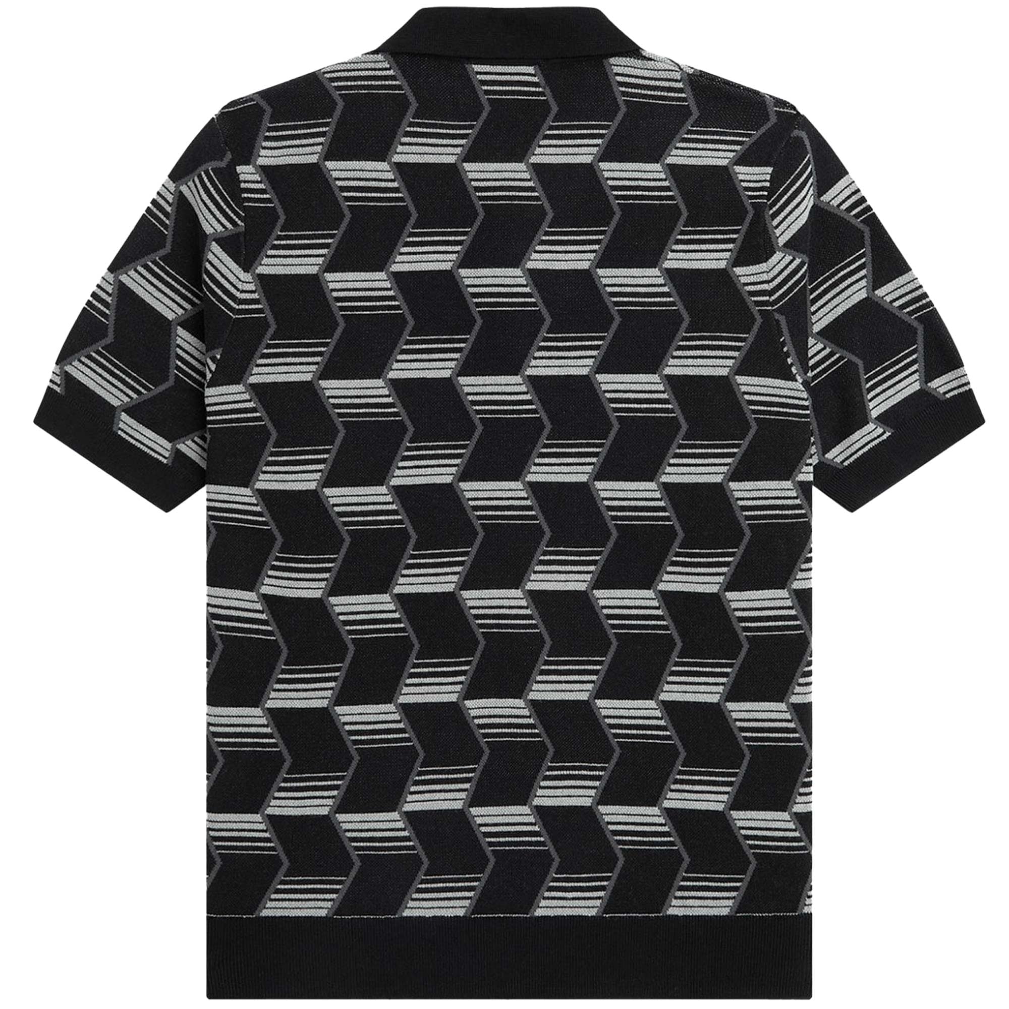 Fred Perry K5 Chevron Stripe Knitted Shirt - Black
