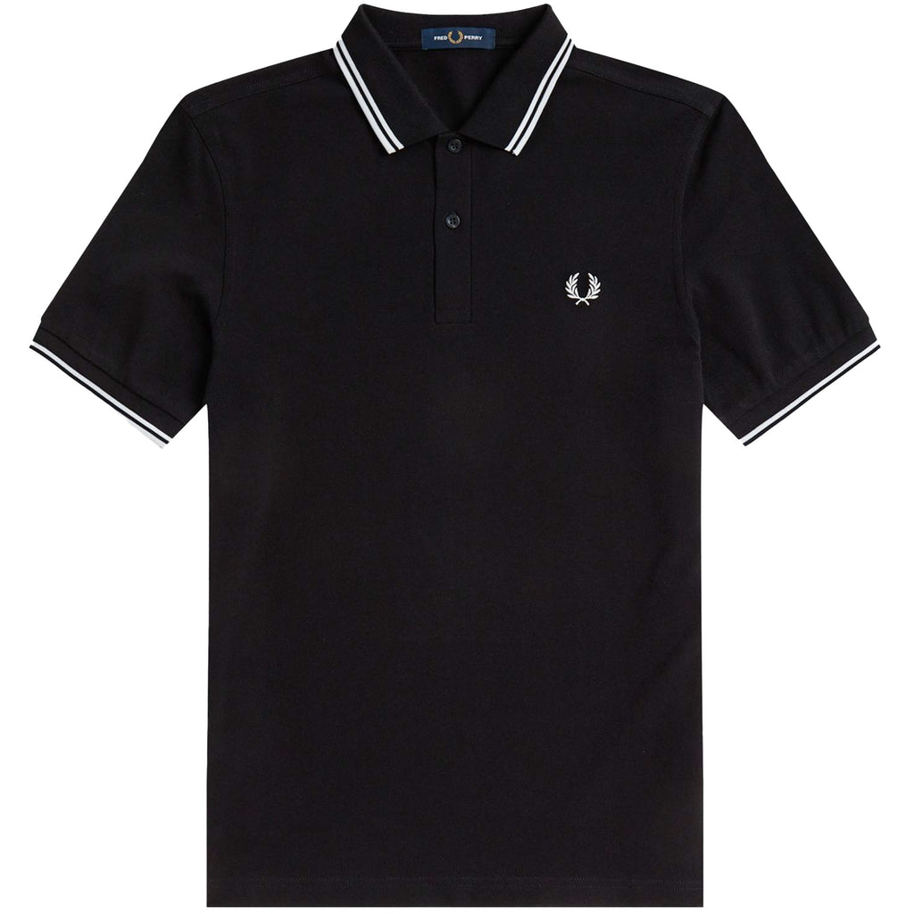 Fred Perry M3600 Twin Tipped Polo Shirt - Black/White