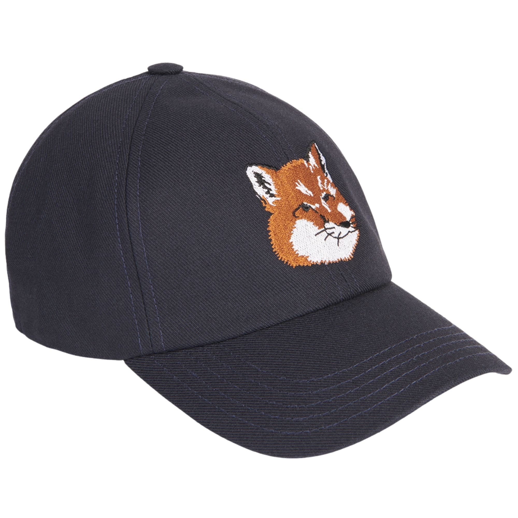 Maison Kitsune Large Fox Head Embroidery 6P Cap - Navy