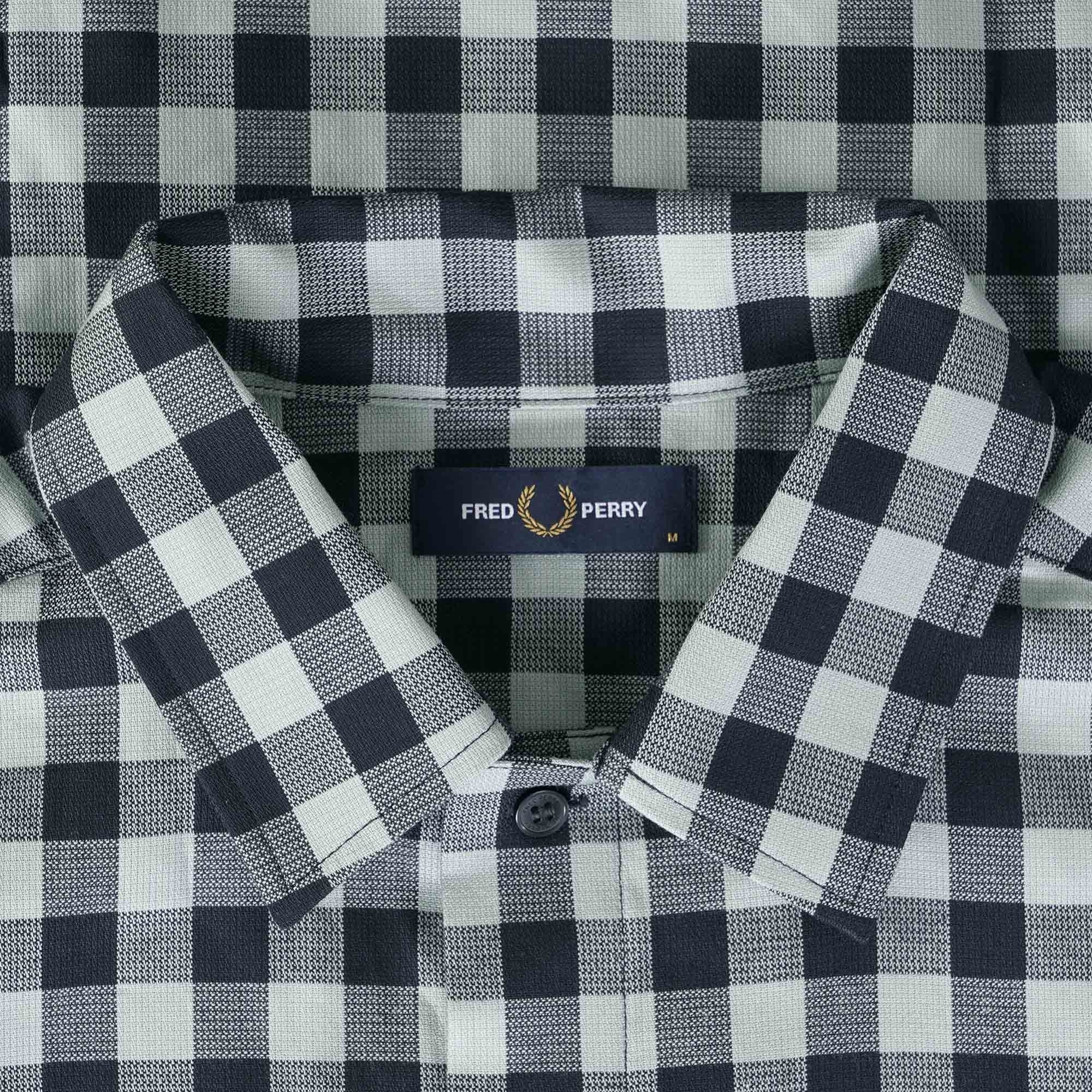 Fred Perry Gingham Revere Collar Shirt - Navy