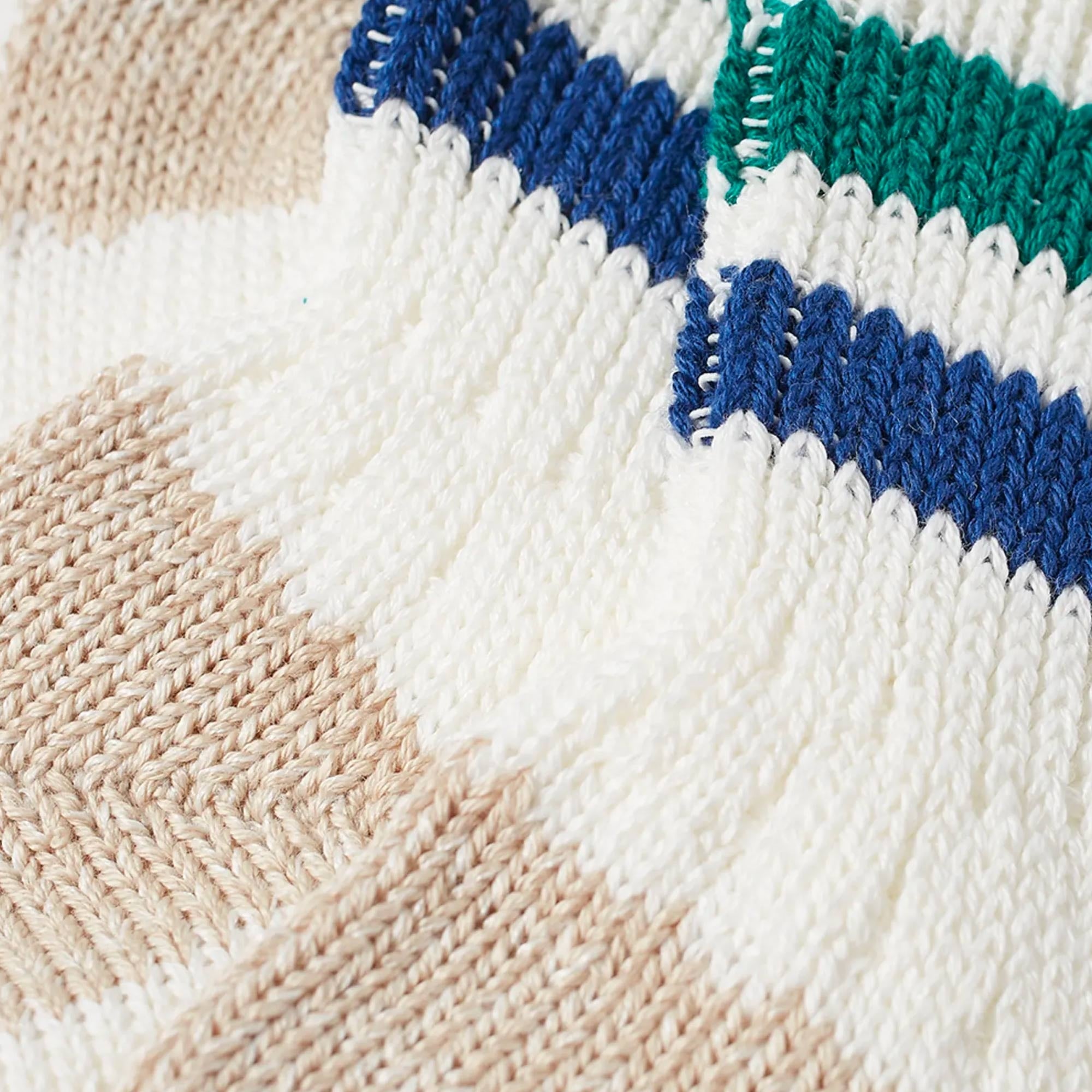 RoToTo Socks Old School Ribbed Ankle Sock - White/Green
