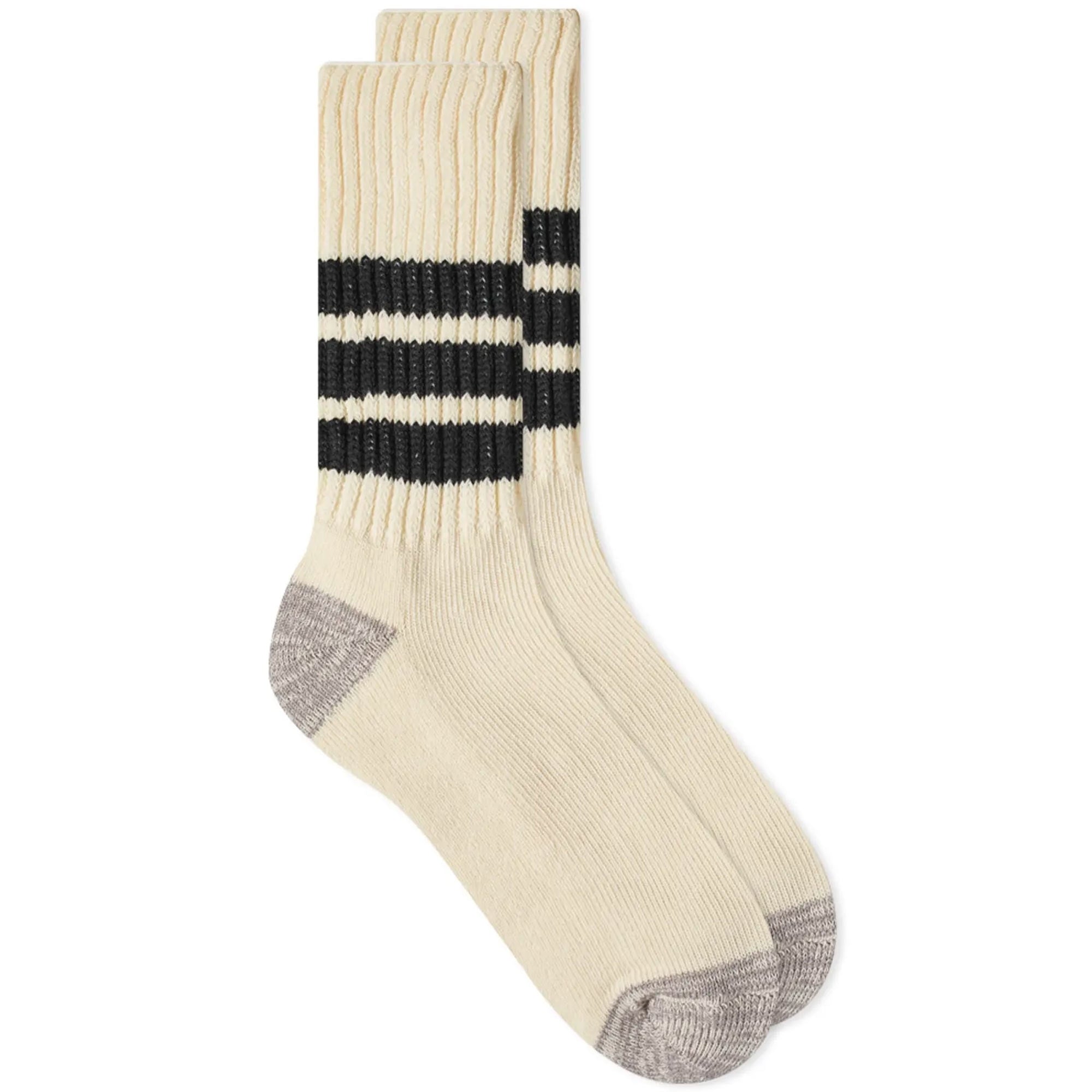 RoToTo Socks Coarse Ribbed Old School Crew Socks - Black