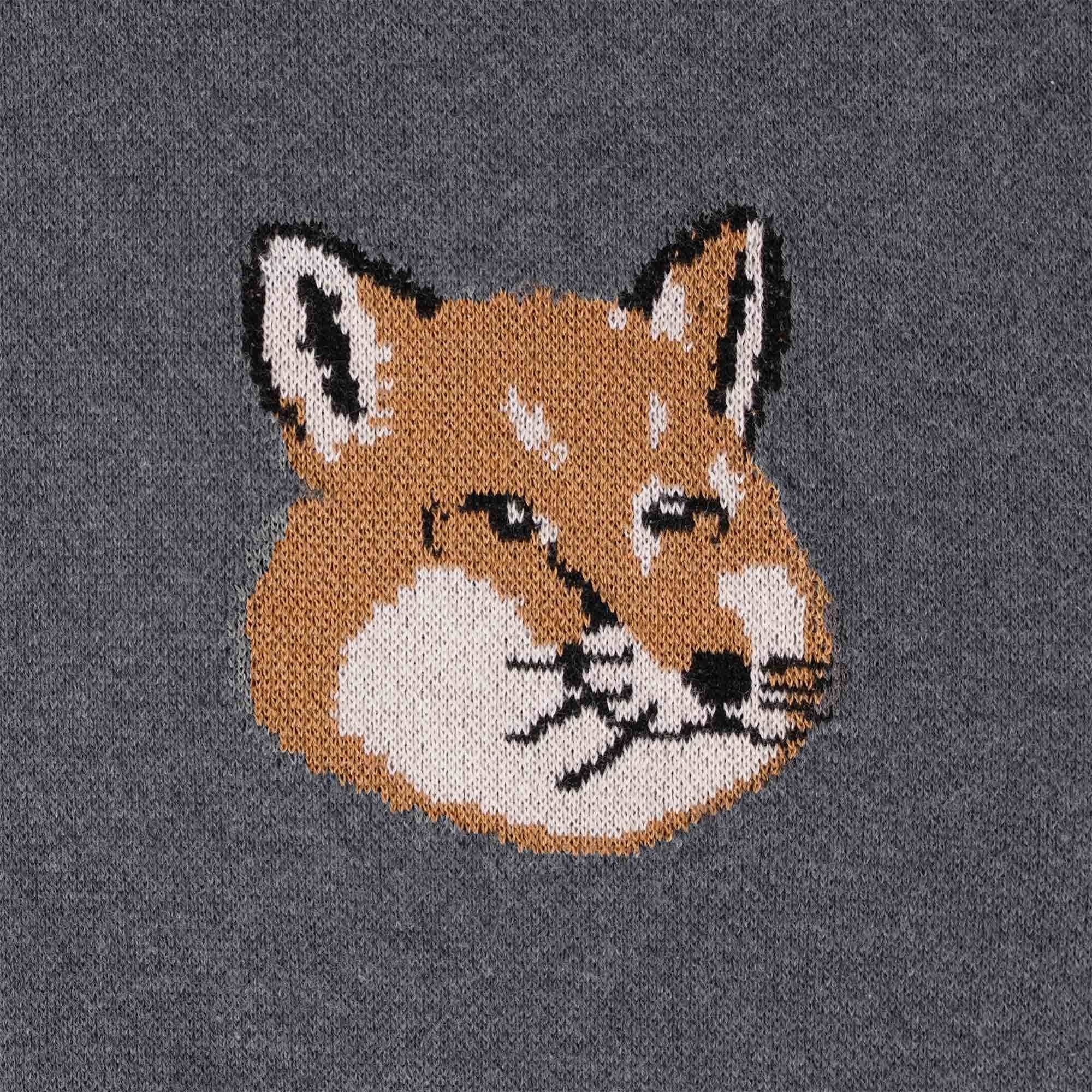 Mini Fox Head Intarsia Comfort Jumper - Dark Grey