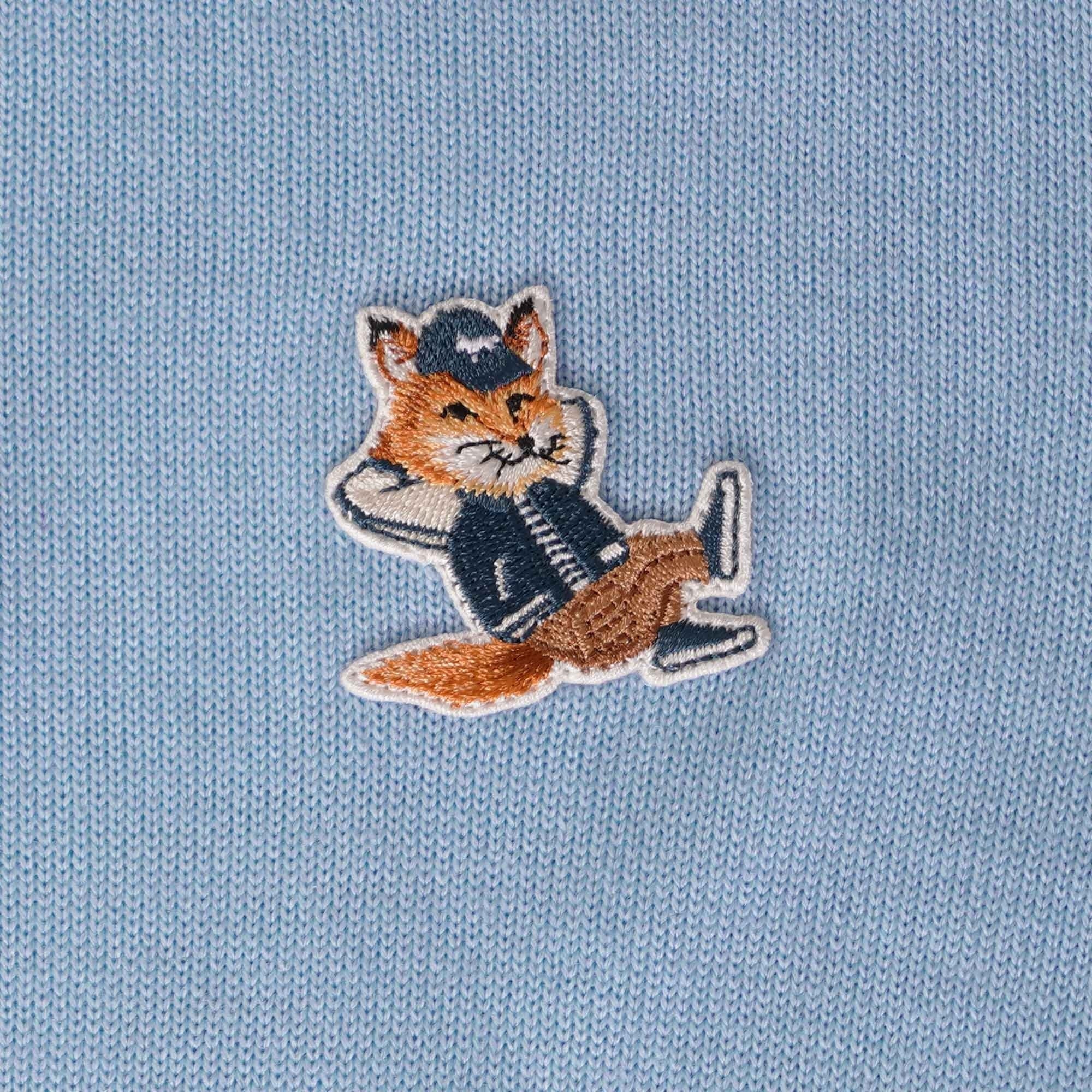 Maison Kitsune Dressed Fox Patch Regular Polo Jumper - Pale Blue