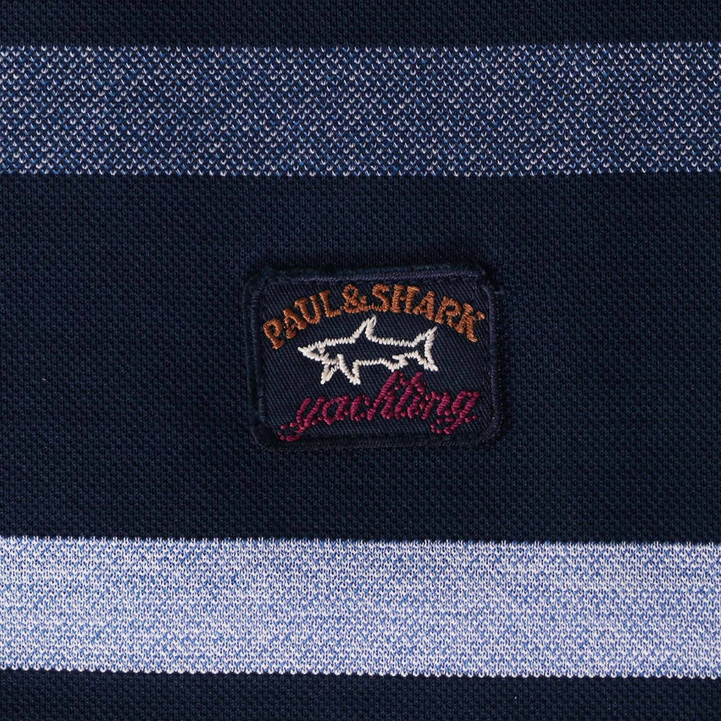 Paul and Shark Striped Polo Shirt - Navy