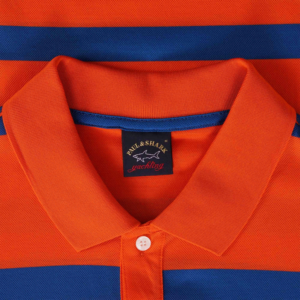 Paul and Shark Striped Polo Shirt - Orange