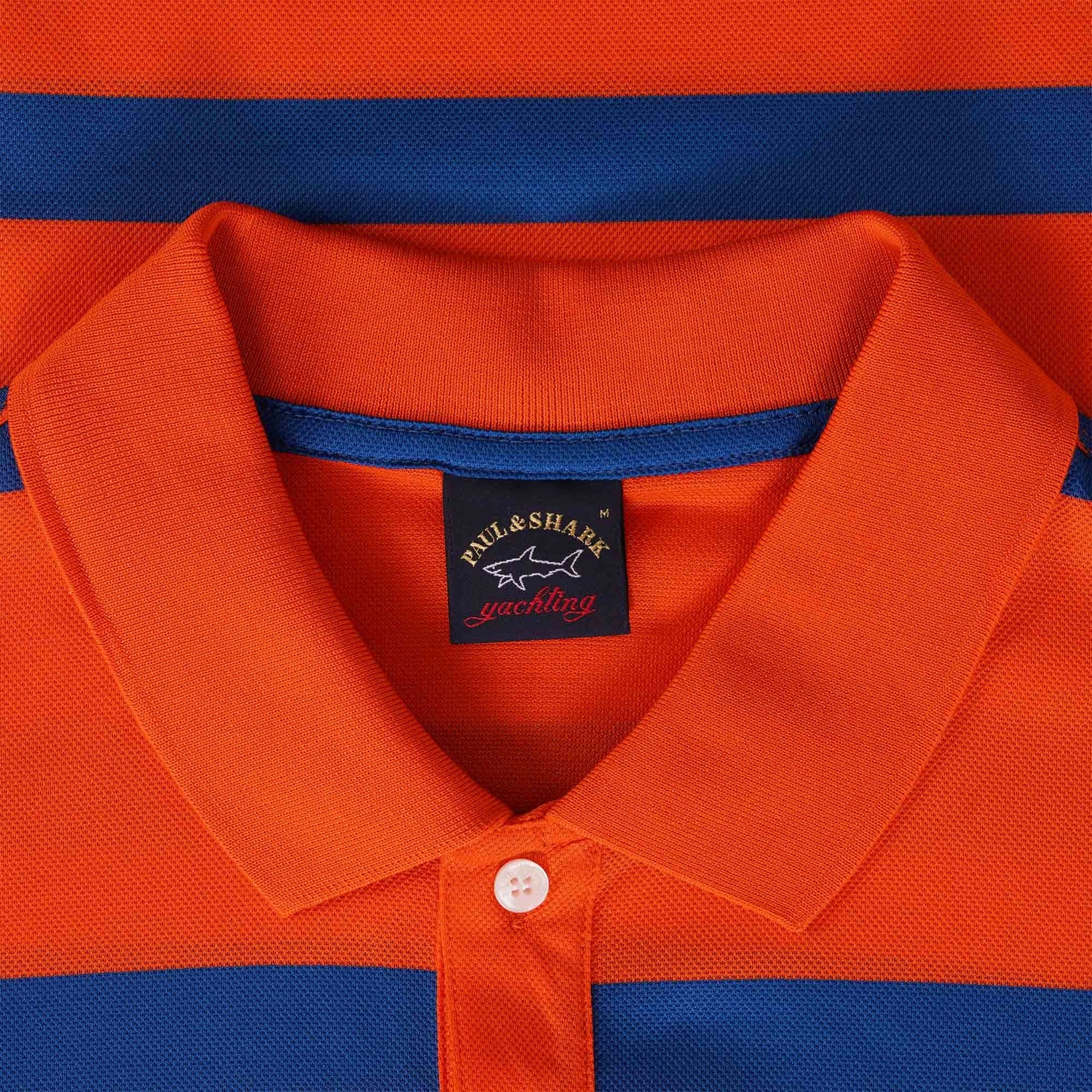 Paul and Shark Striped Polo Shirt - Orange