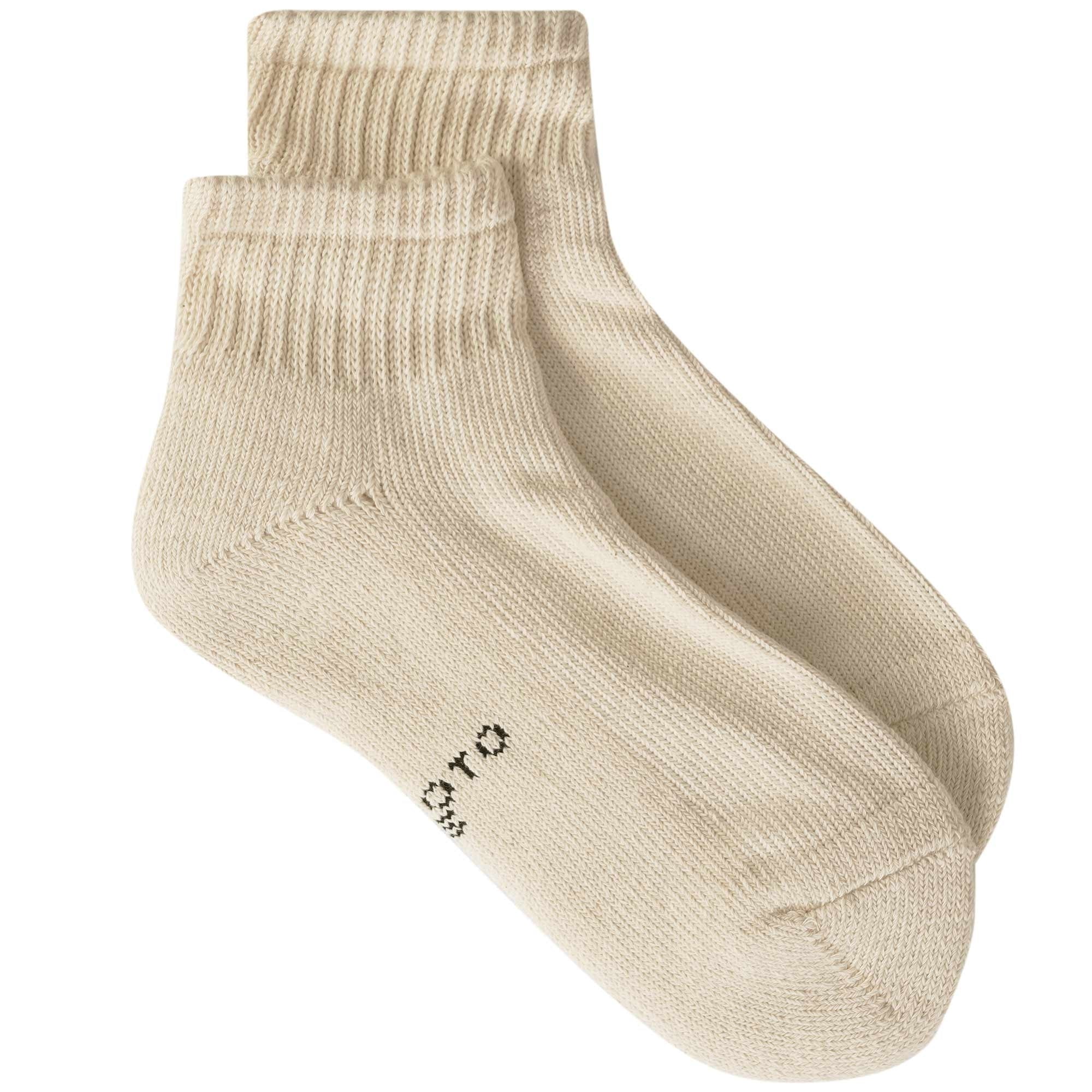 RoToTo Socks 3 Pack Organic Daily Ankle Socks - Ecru