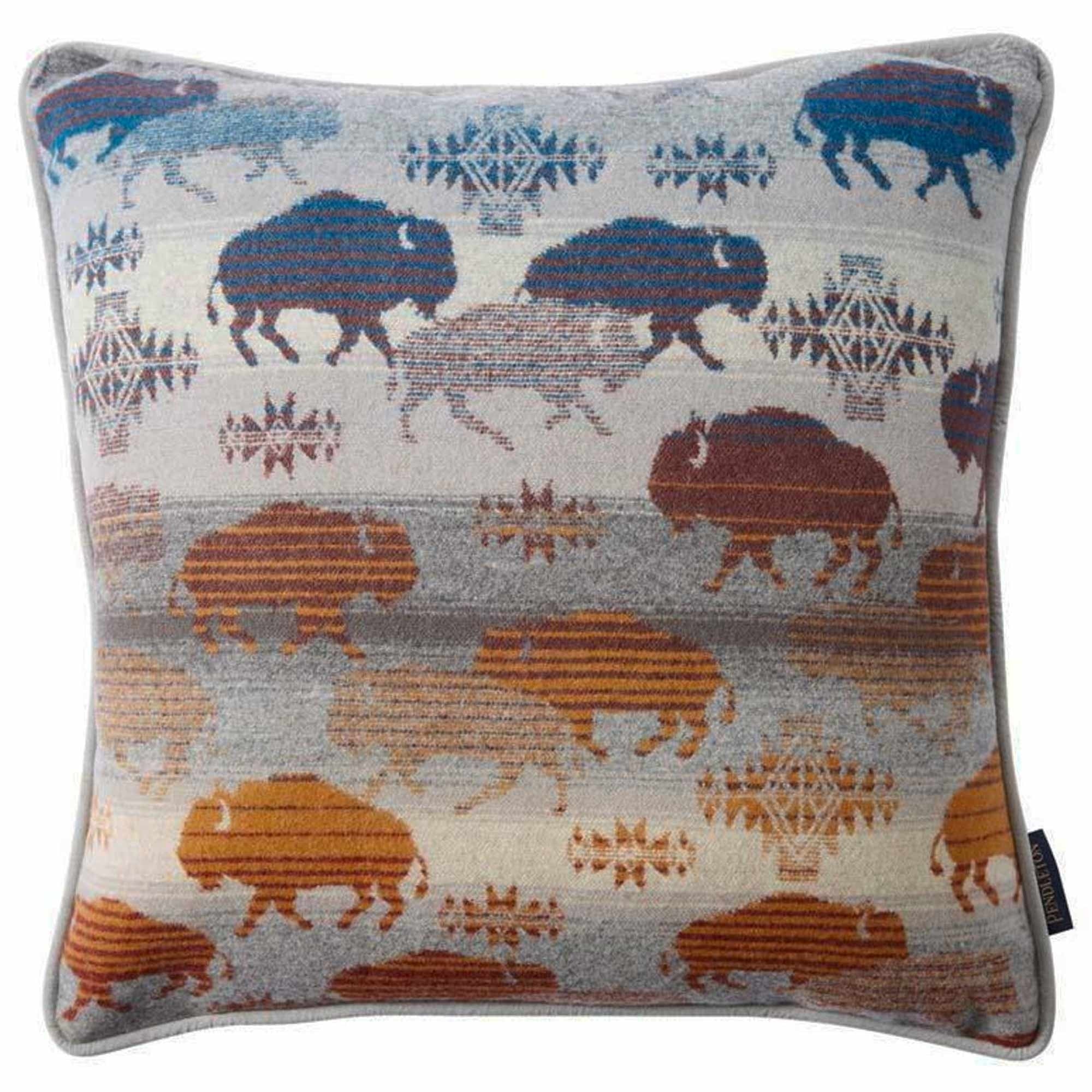 Pendleton Woolen Mills Land Of The Buffalo Pillow - Grey