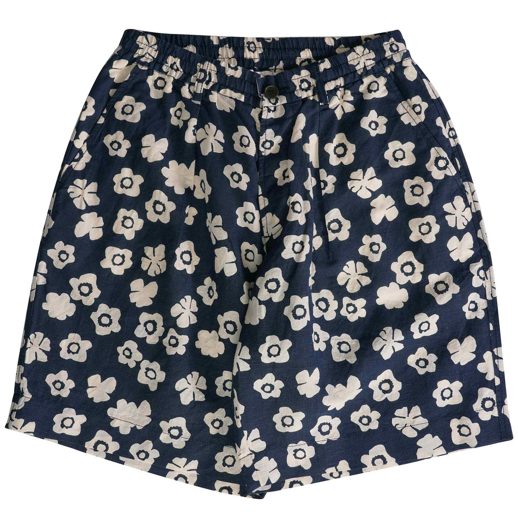 Universal Works Pleated Track Shorts - Indigo Flower