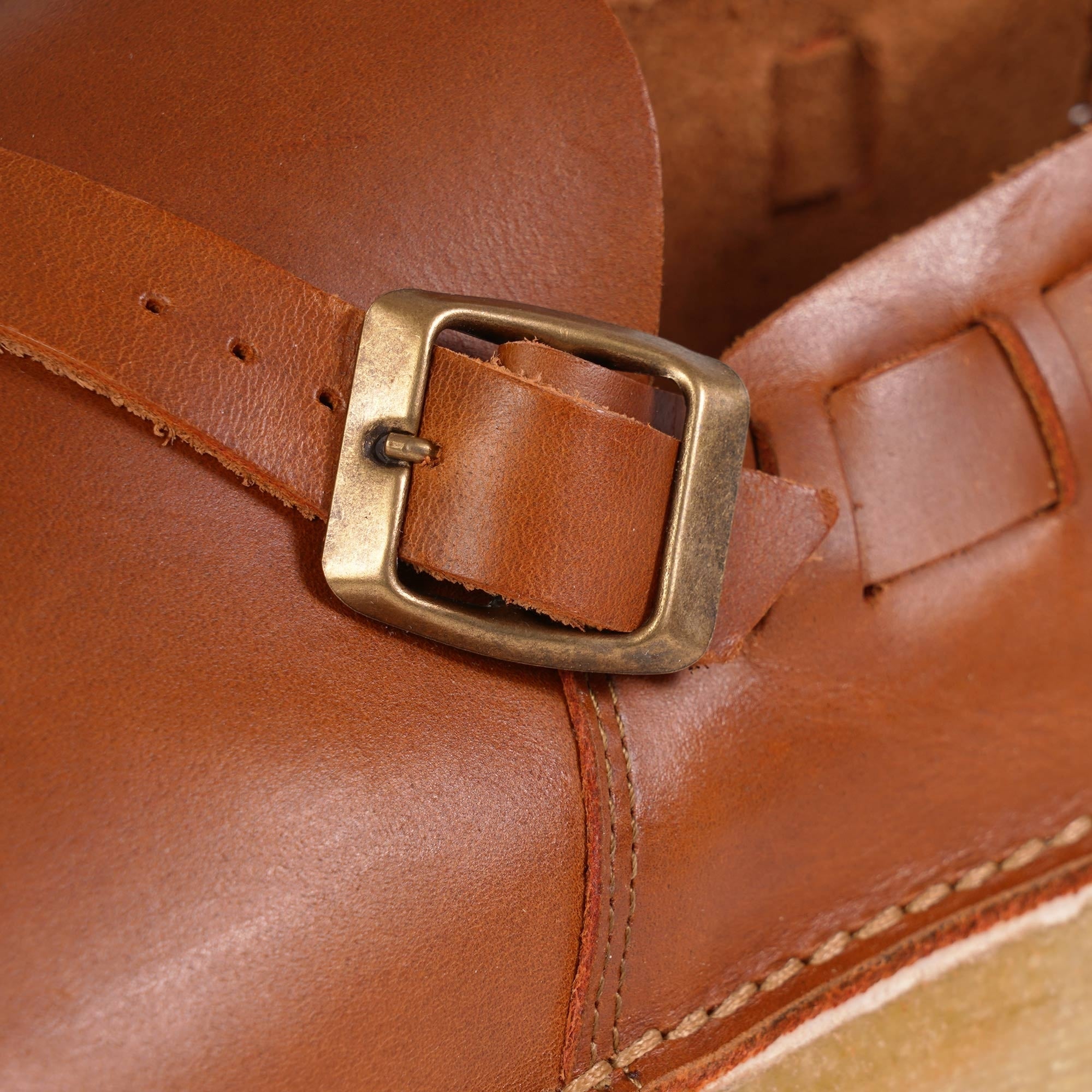 Yogi Corso Leather Buckle Monk Shoes - Burnt Orange