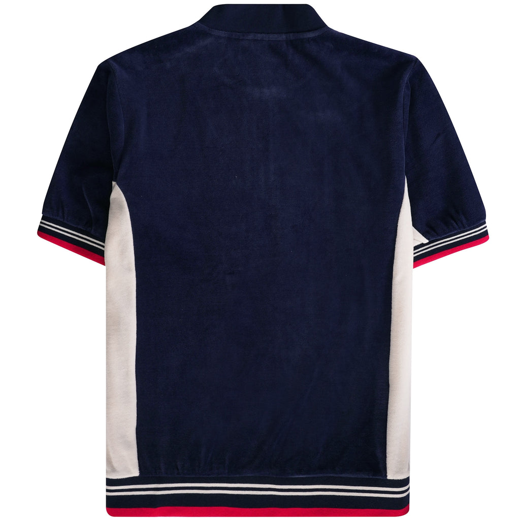 Fila Vintage Lucas Short Sleeved Velour Track Top - Navy