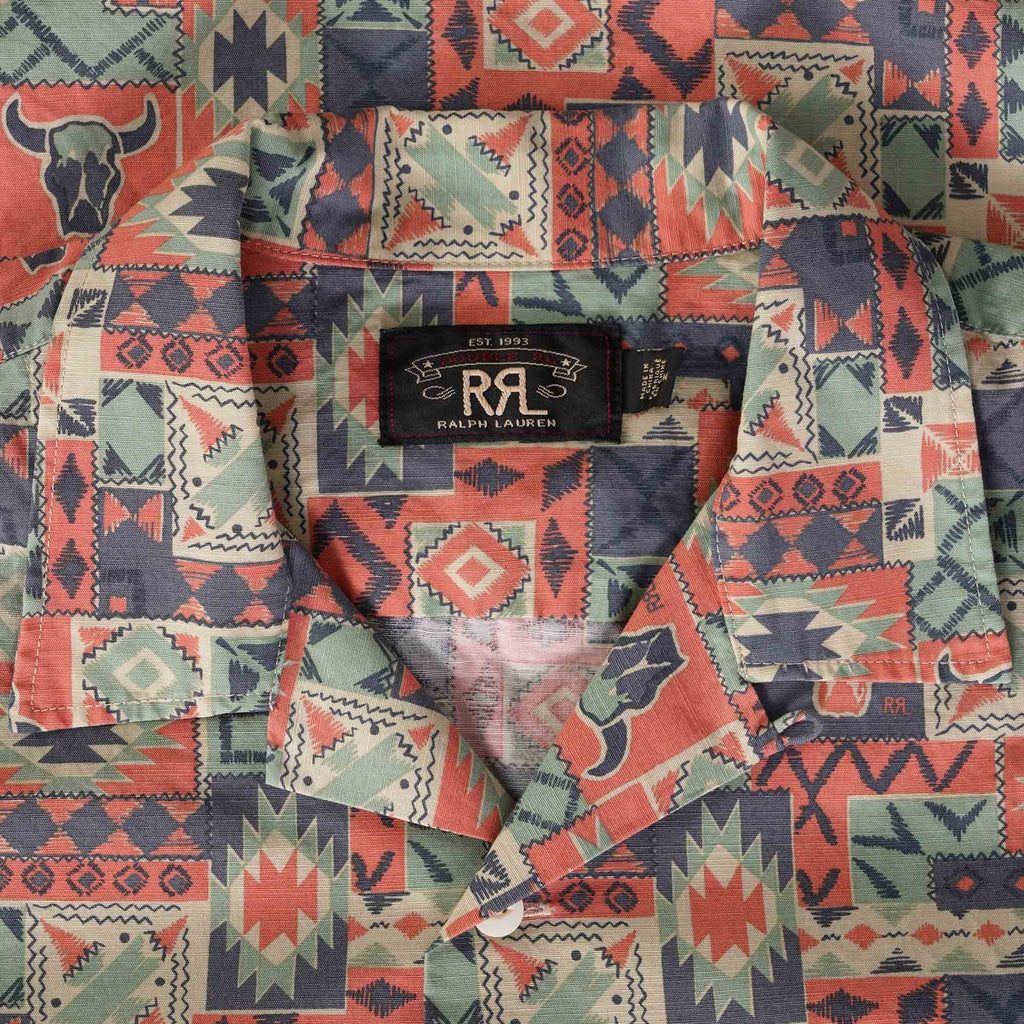 RRL by Ralph Lauren Print Woven Camp Shirt - Teal