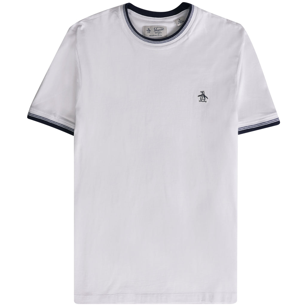 Original Penguin Sticker Pete Tipped Ringer Organic Cotton T-Shirt - Dark Sapphire