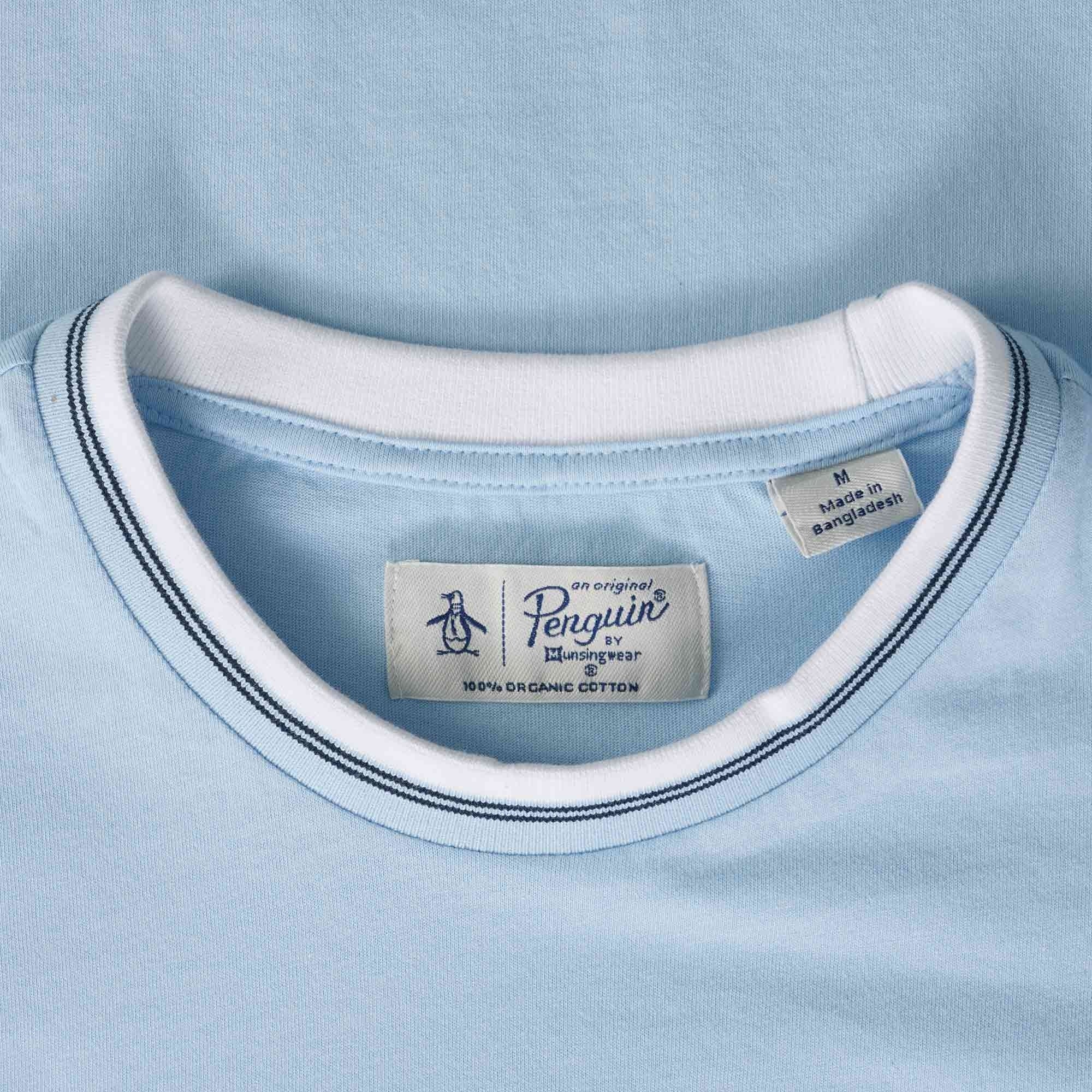 Original Penguin Tipped Sticker Pete Ringer T-Shirt - Cerulean