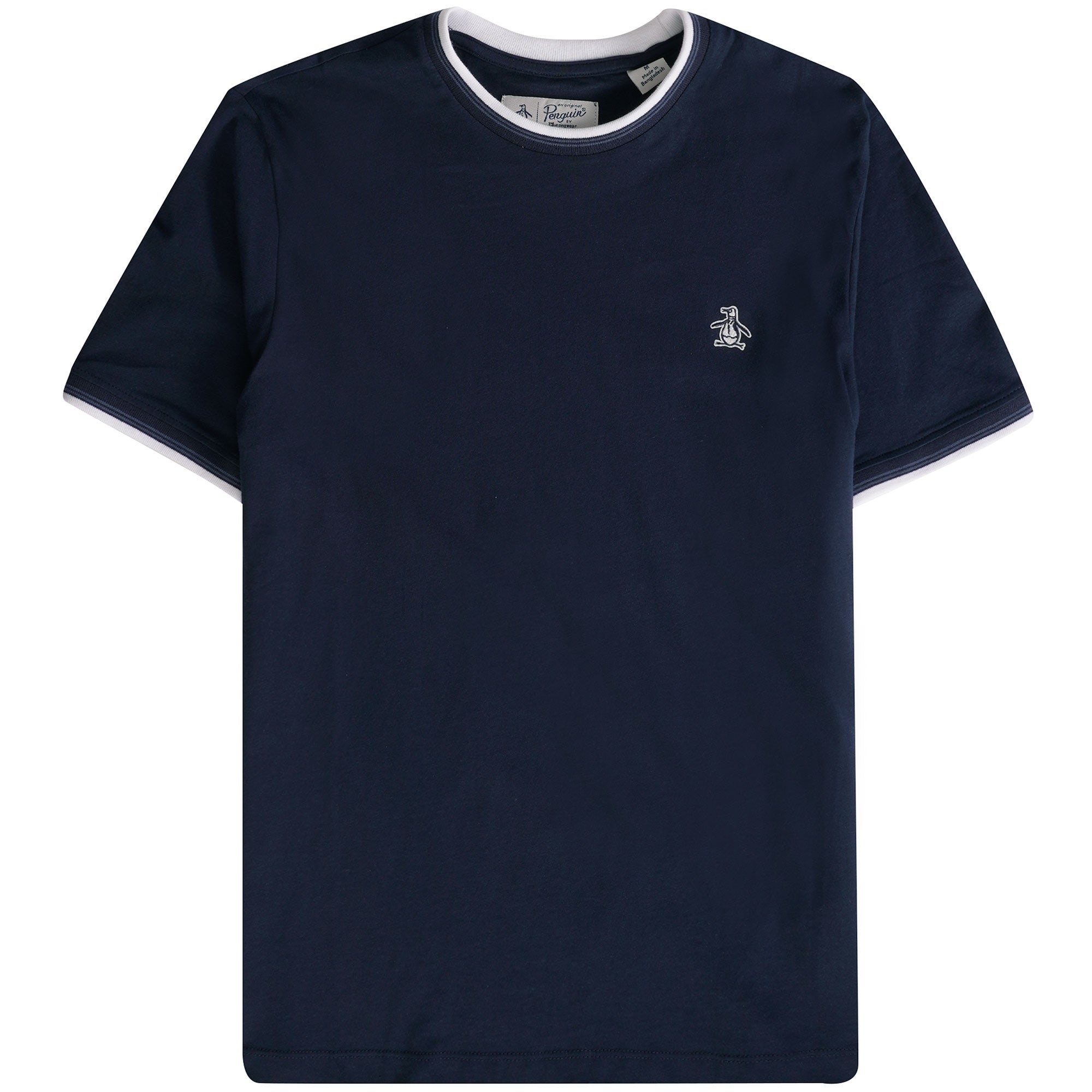 Original Penguin Sticker Pete Tipped Ringer Organic Cotton T-Shirt - Bright White