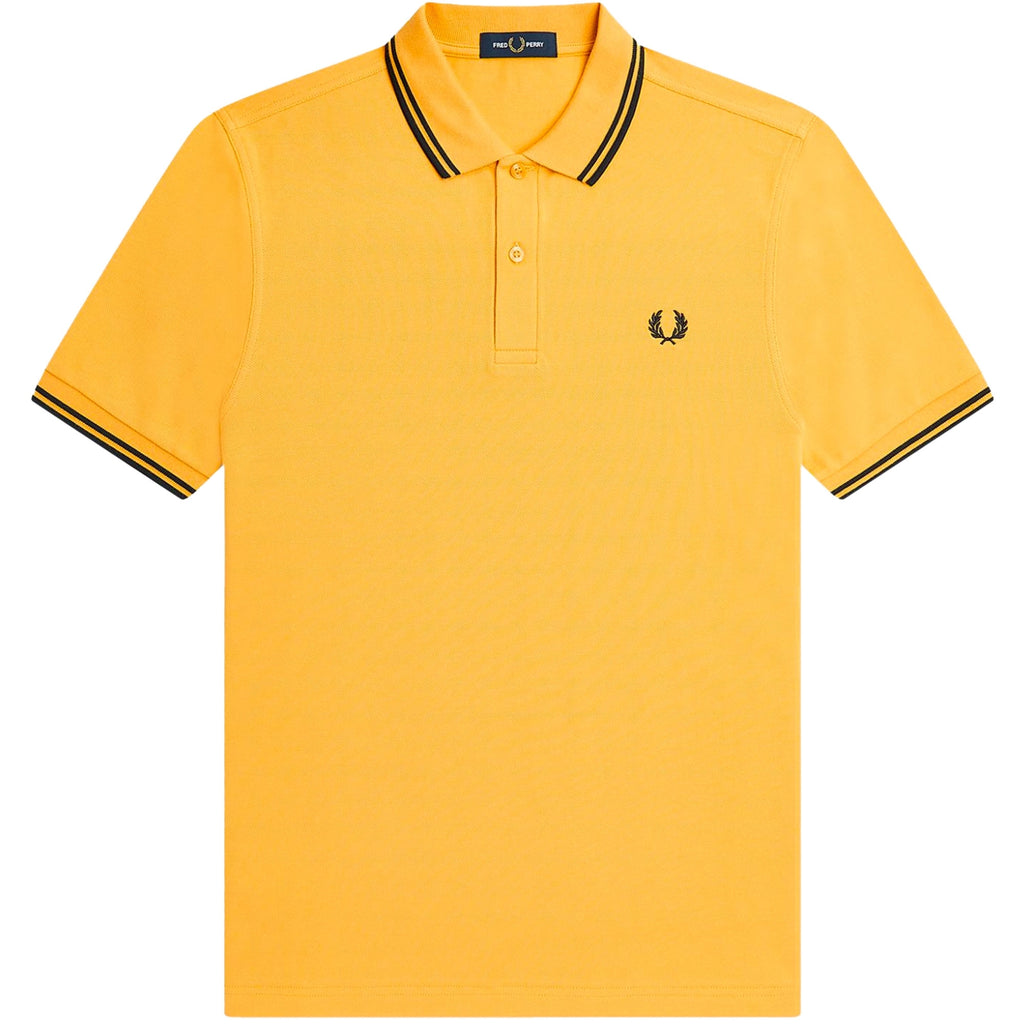 Fred Perry M3600 Twin Tipped Polo Shirt - Golden Hour/Navy