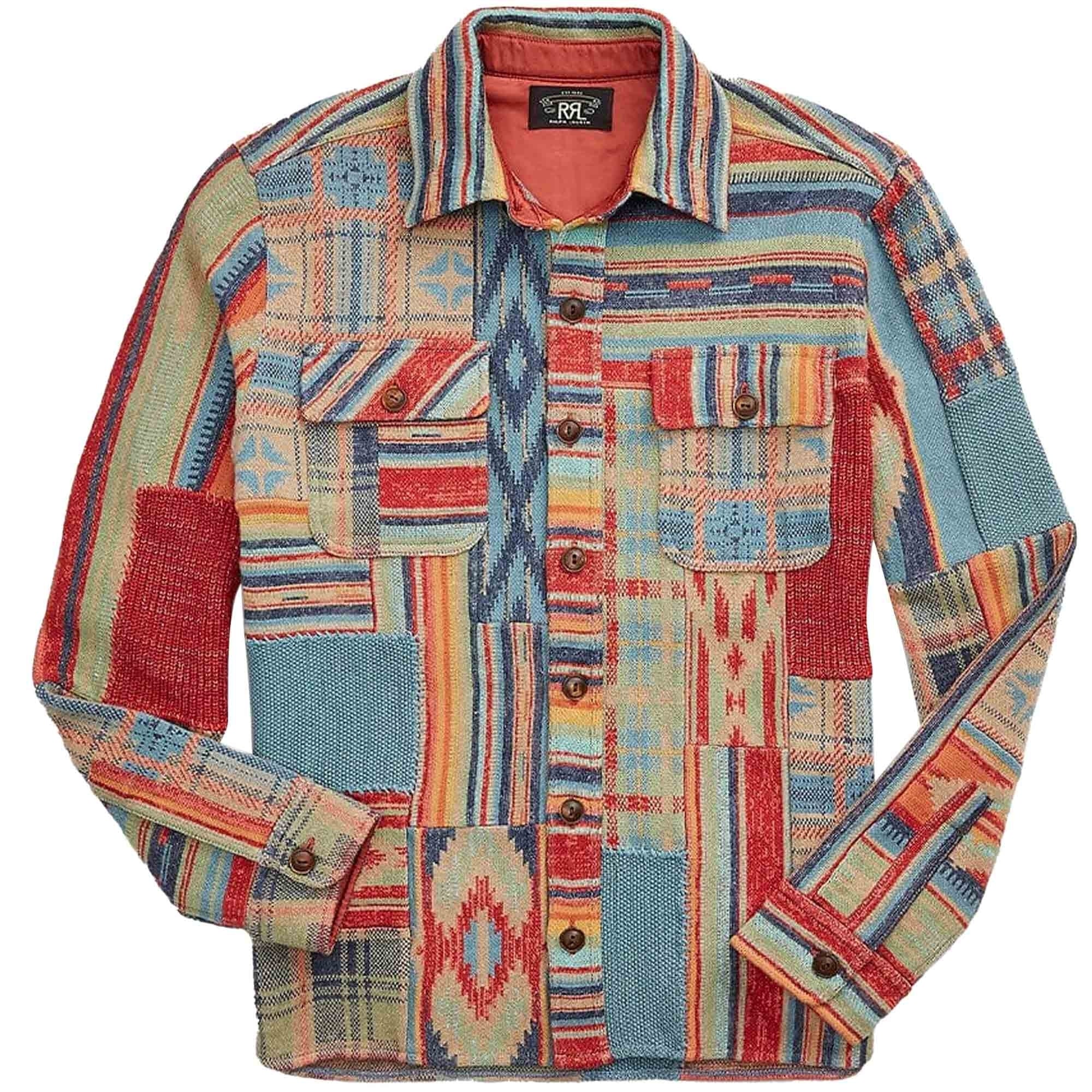 RRL by Ralph Lauren Patchwork Workshirt Jumper - Rust