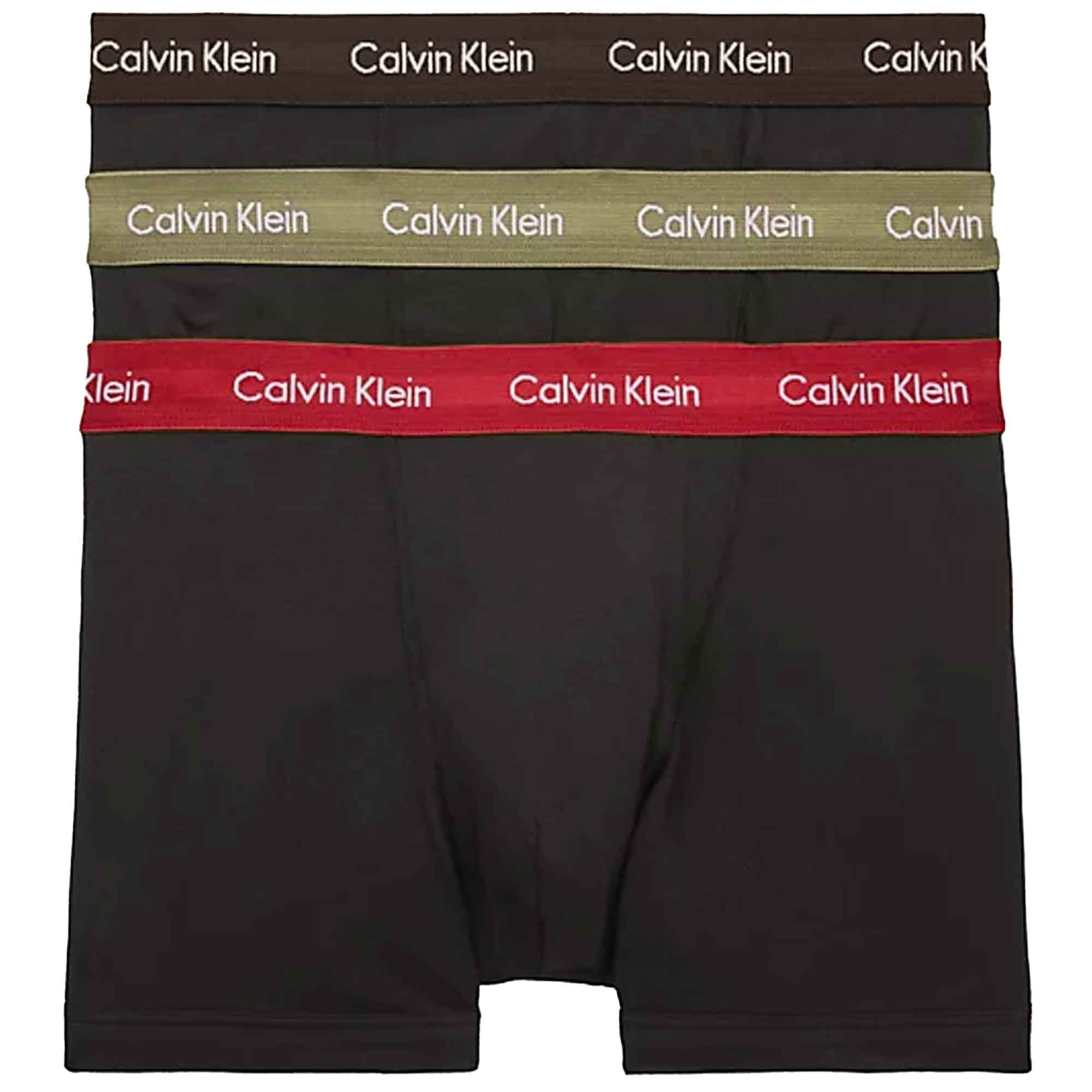 Calvin Klein 3 Pack Trunks - Burgundy/Red/Khaki