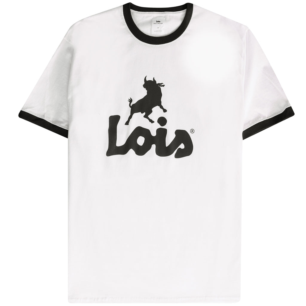 Lois Jeans Ringer T-Shirt - White/Black
