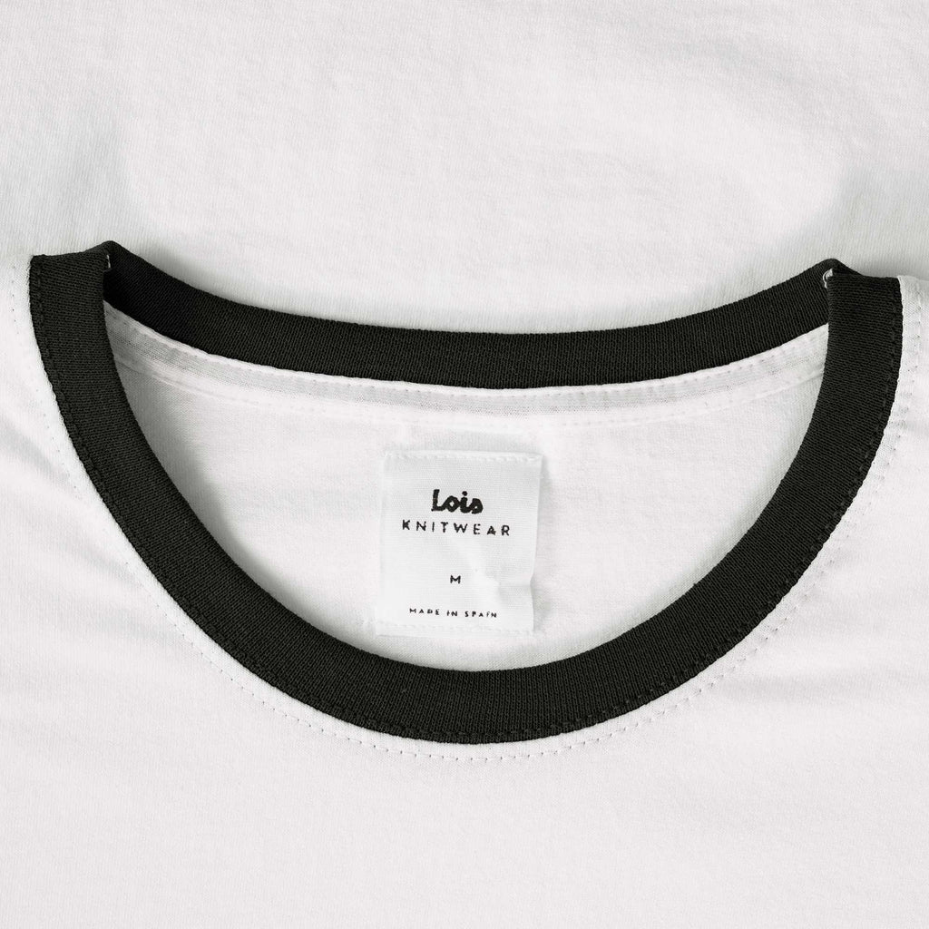 Lois Jeans Ringer T-Shirt - White/Black