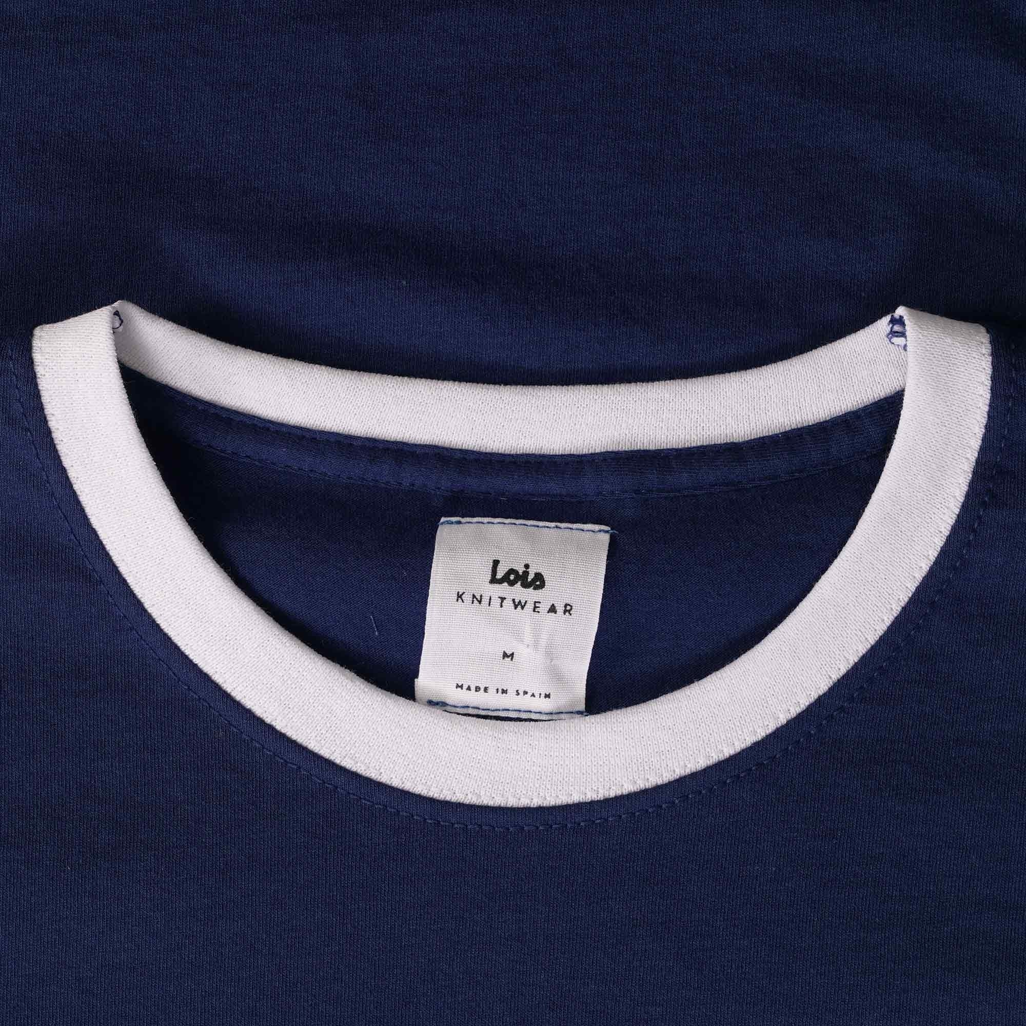 Lois Jeans Ringer T-Shirt - Navy/Yellow