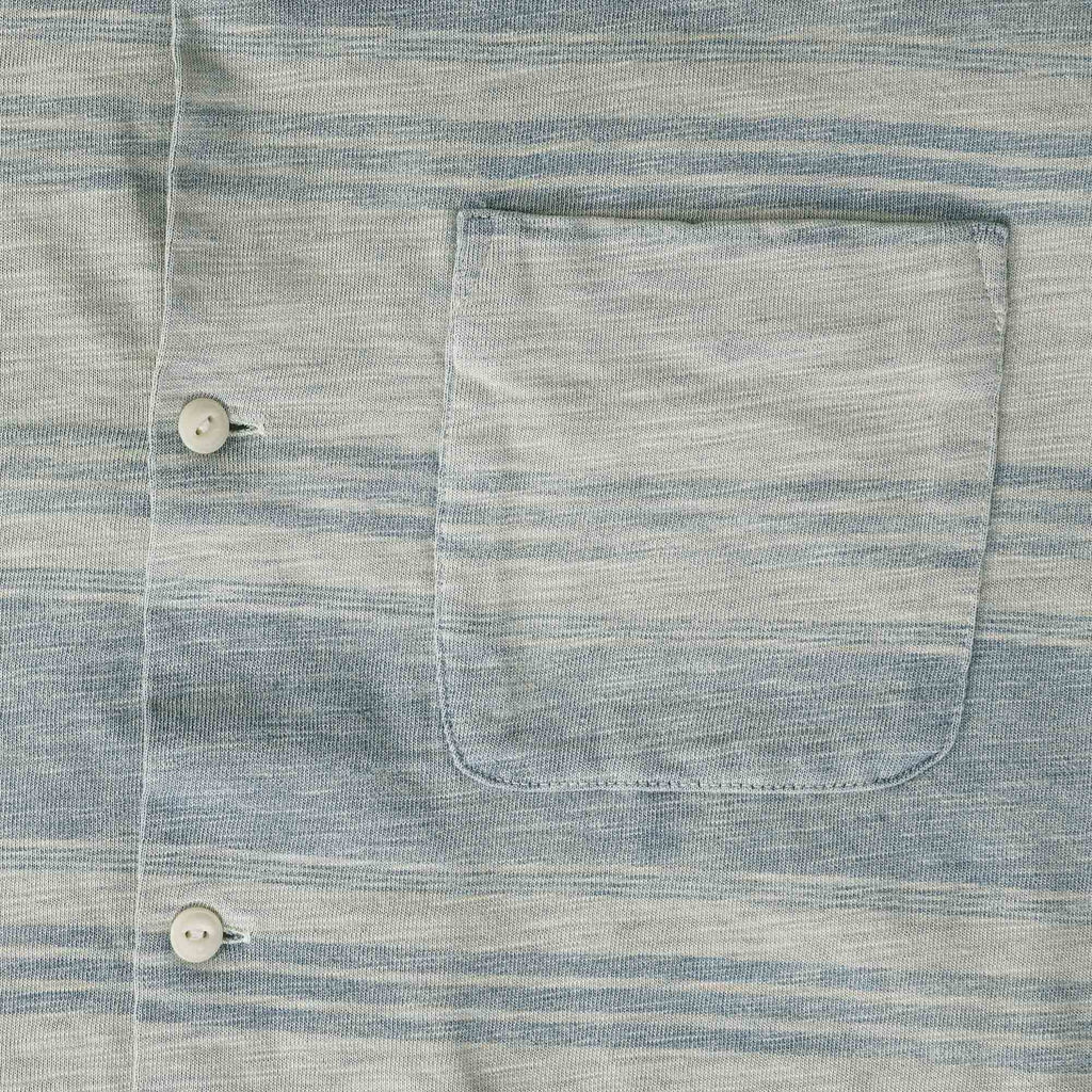 RRL by Ralph Lauren Striped Jersey Camp Shirt - Indigo/Cream