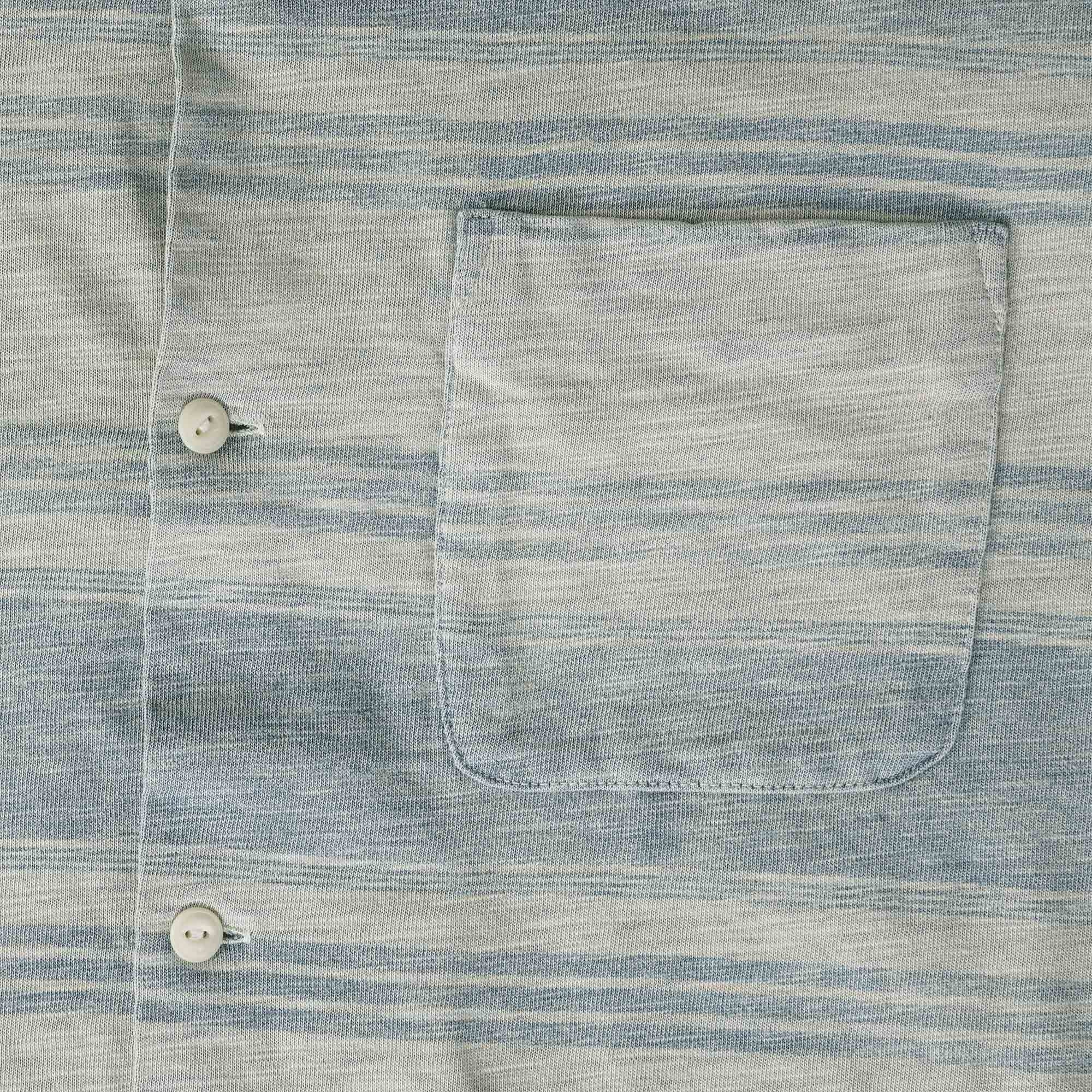 RRL by Ralph Lauren Striped Jersey Camp Shirt - Indigo/Cream