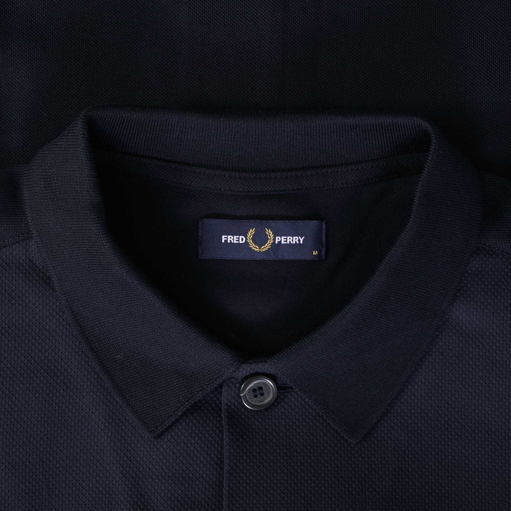 Fred Perry M5 Pique Panel Long Sleeved Shirt - Navy