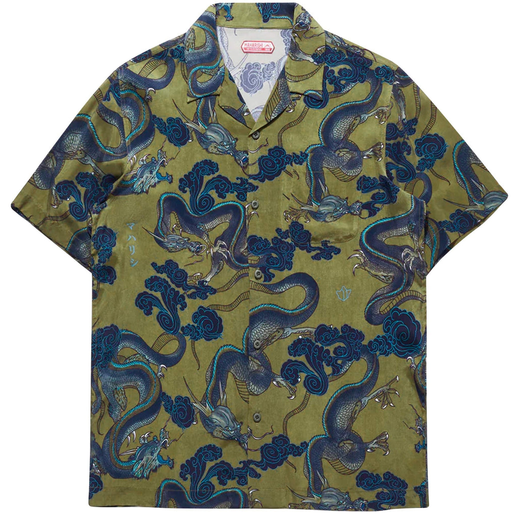 Maharishi Cloud Dragon Camp Collar Shirt - Olive