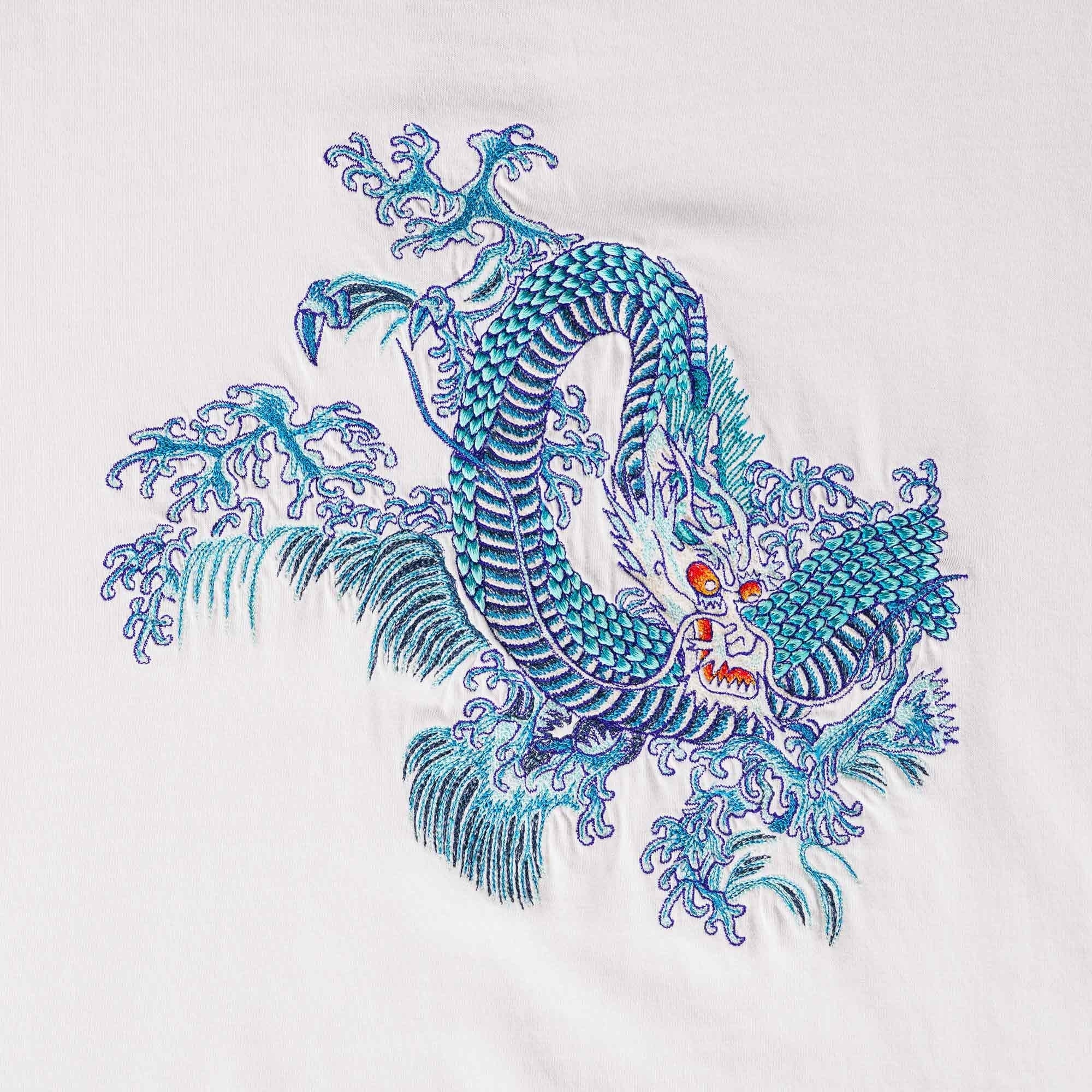 Maharishi Water Dragon Embroidered T-Shirt - White