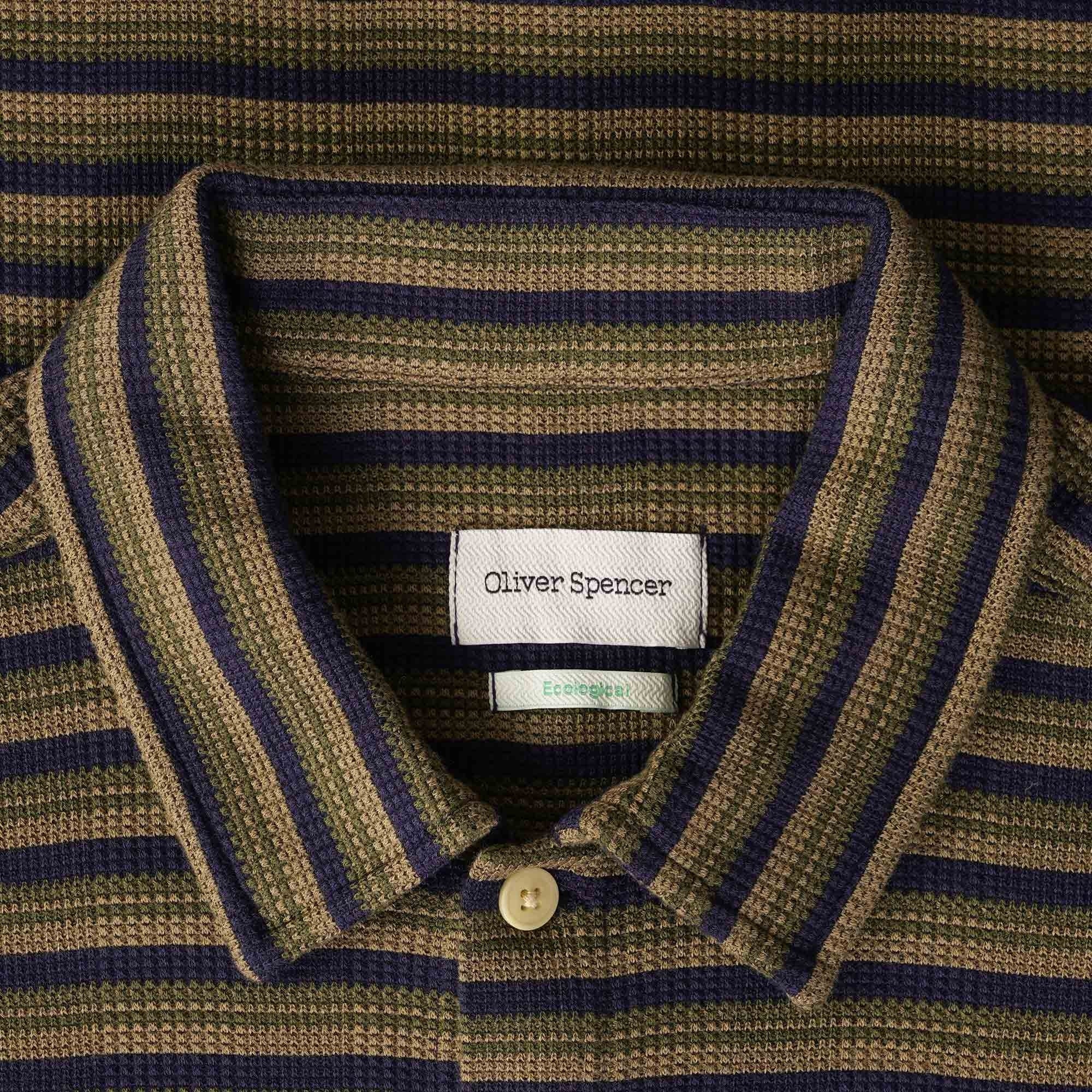 Oliver Spencer Riviera Short Sleeve Jersey Shirt  - Navy/Green
