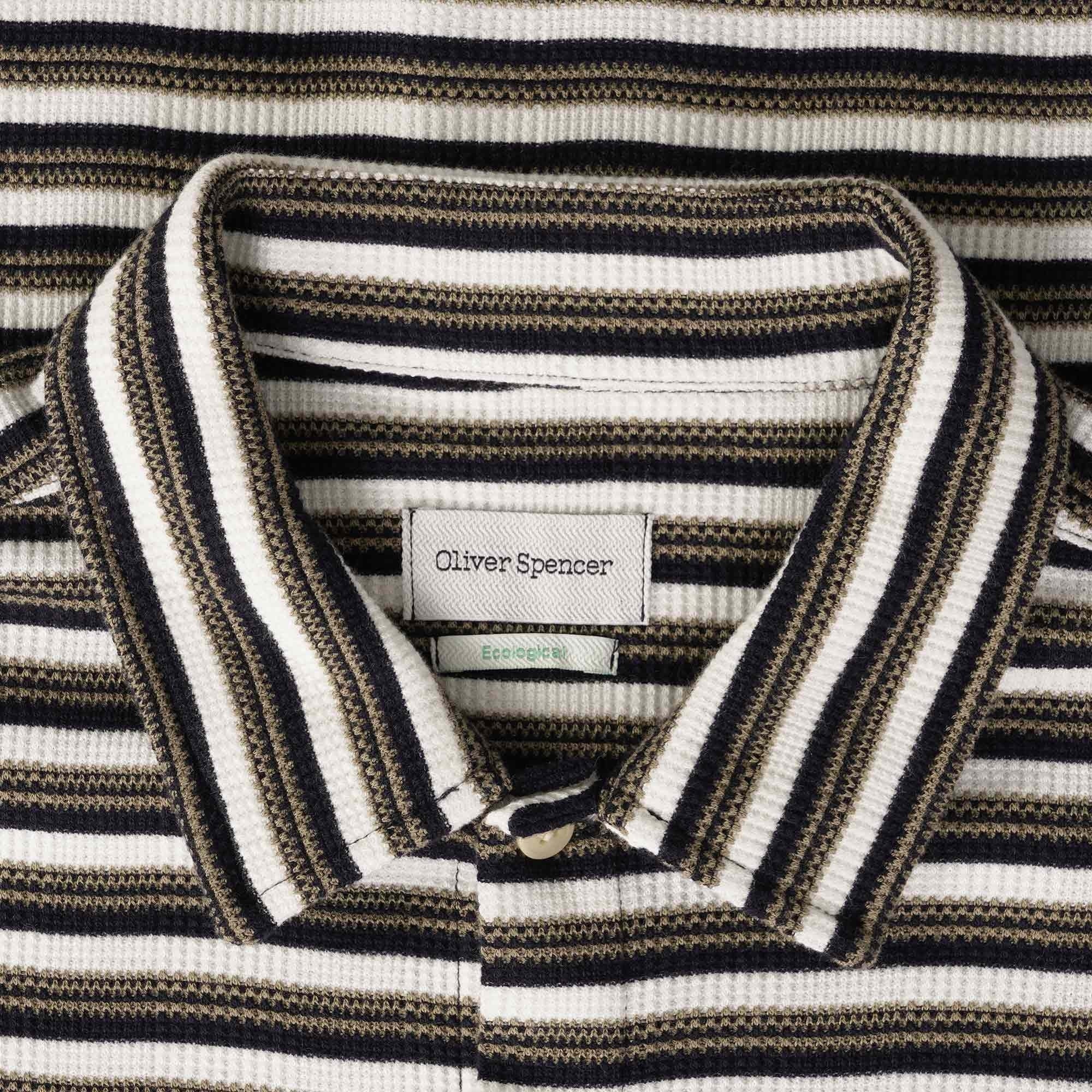 Oliver Spencer Riviera Short Sleeve Jersey Shirt  - Cream/Navy