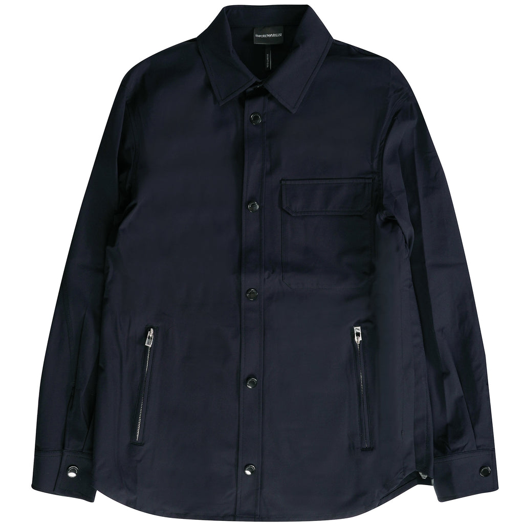 Emporio Armani Two-Way Stretch Technical-Nylon Shirt - Blue Navy