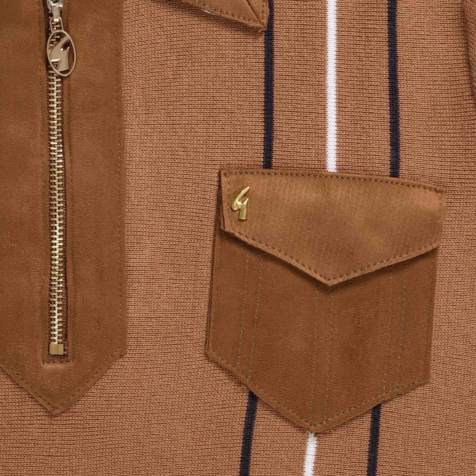 Gabicci Vintage 50th Anniversary Robyn Zip Up Polo Shirt - Honeycomb