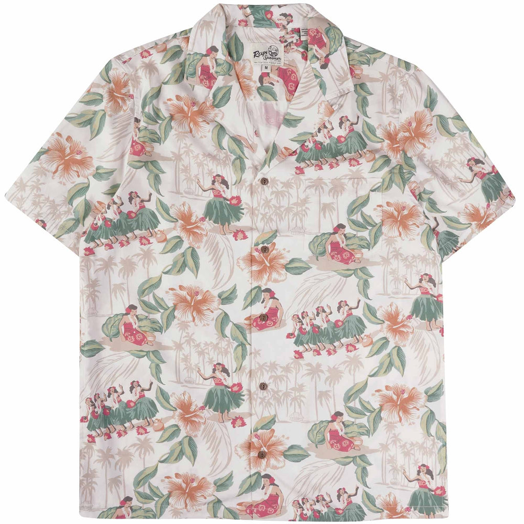 Reyn Spooner Hula Show Pareo Camp Shirt - White
