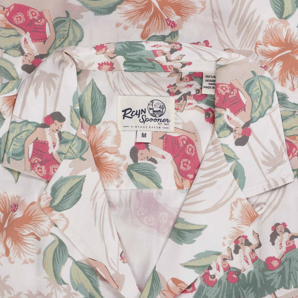 Reyn Spooner Hula Show Pareo Camp Shirt - White