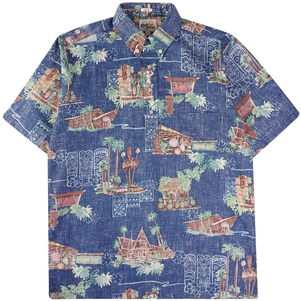Reyn Spooner Tiki Bars Shirt - Dress Blue