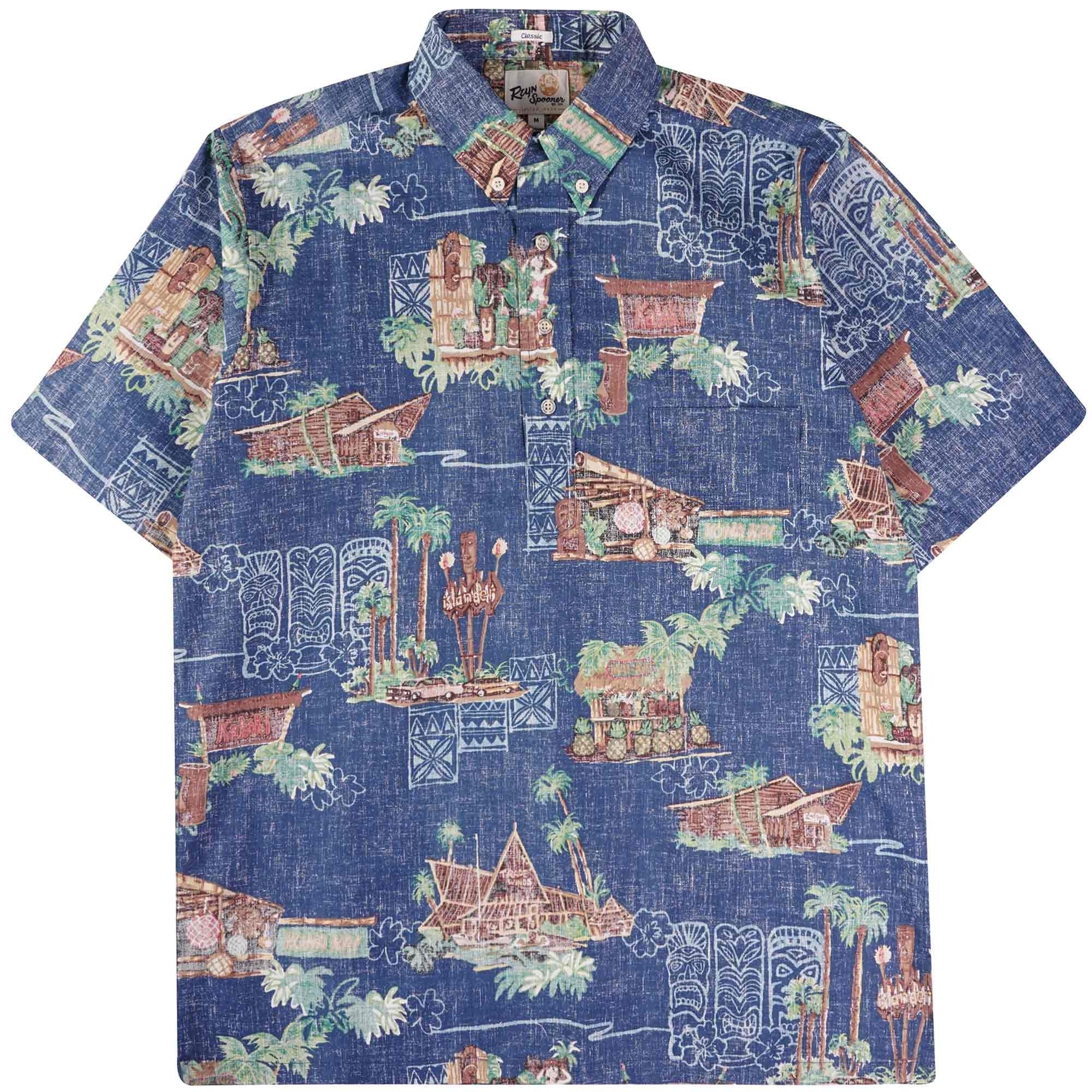Reyn Spooner Tiki Bars Shirt - Dress Blue