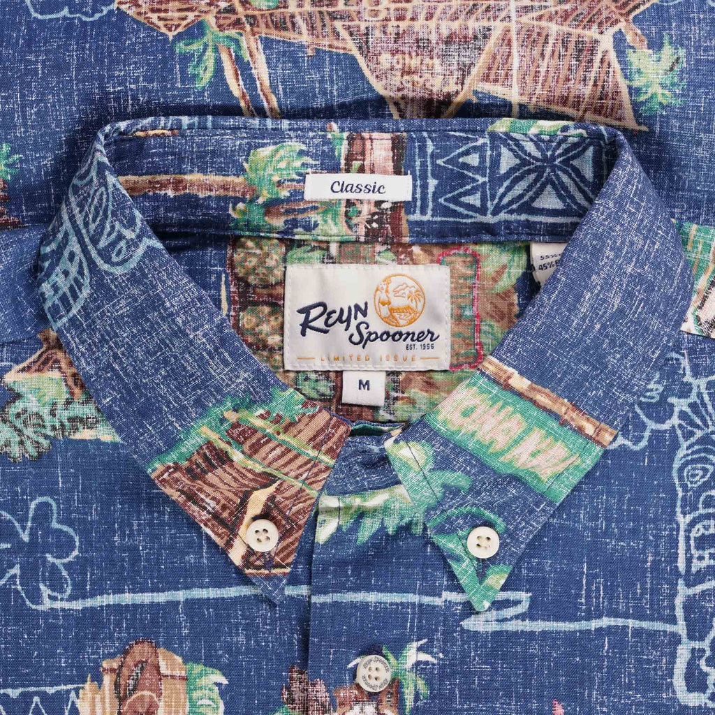Reyn Spooner Tiki Bars Shirt - Dress Blue
